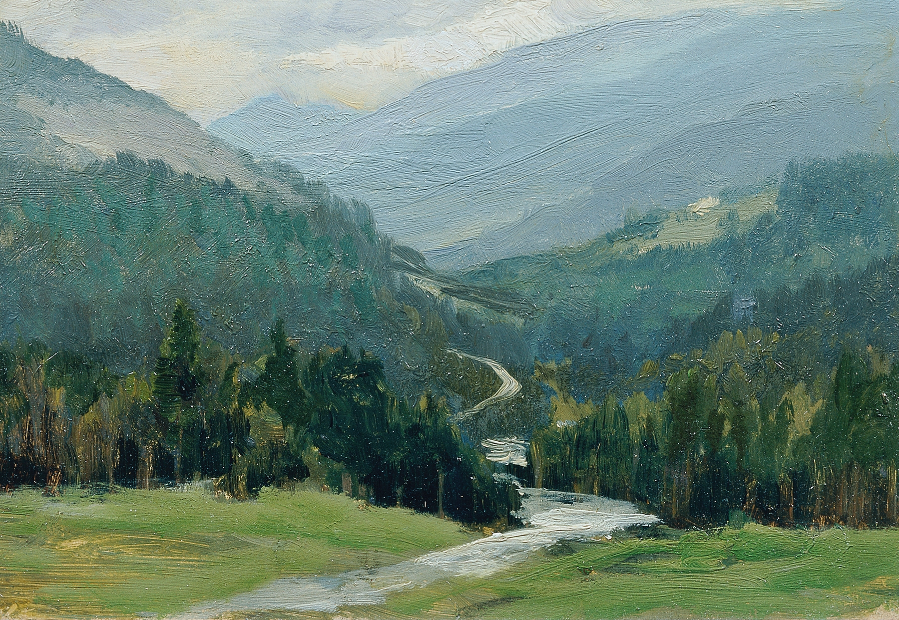 Landscape depicting mountains and horizon by Ferdinand Engelmüller, 1902