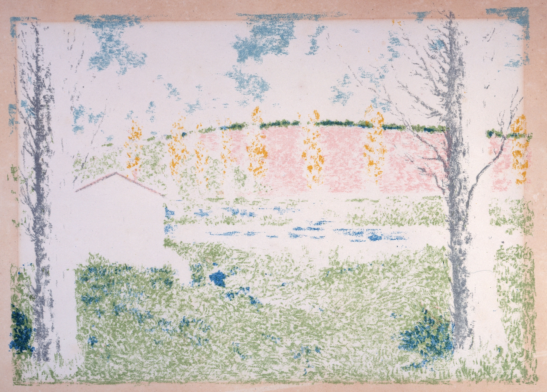 Maison dans un paysage by Ker-Xavier Roussel, oil painting of a house in a vibrant landscape.