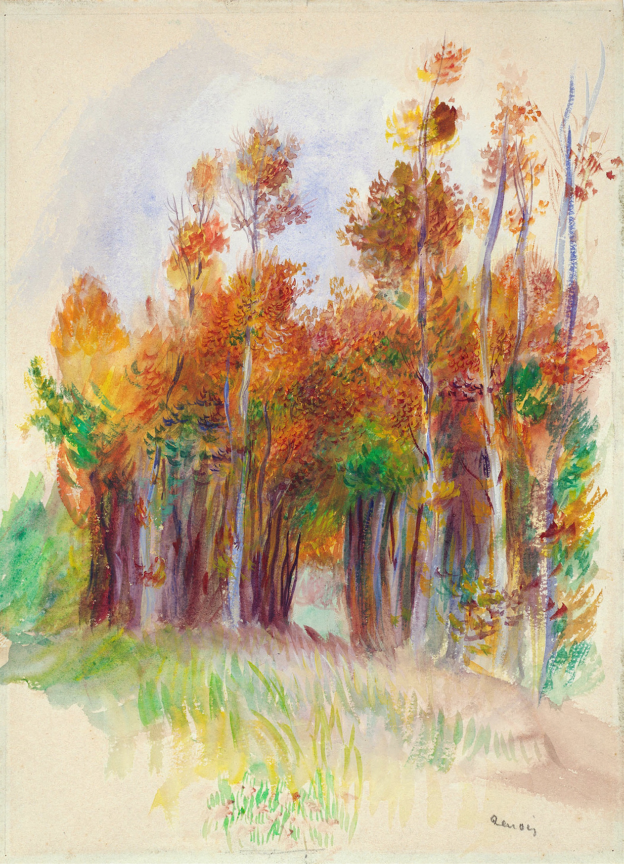 Grove of Trees, by Pierre-Auguste Renoir, public domain