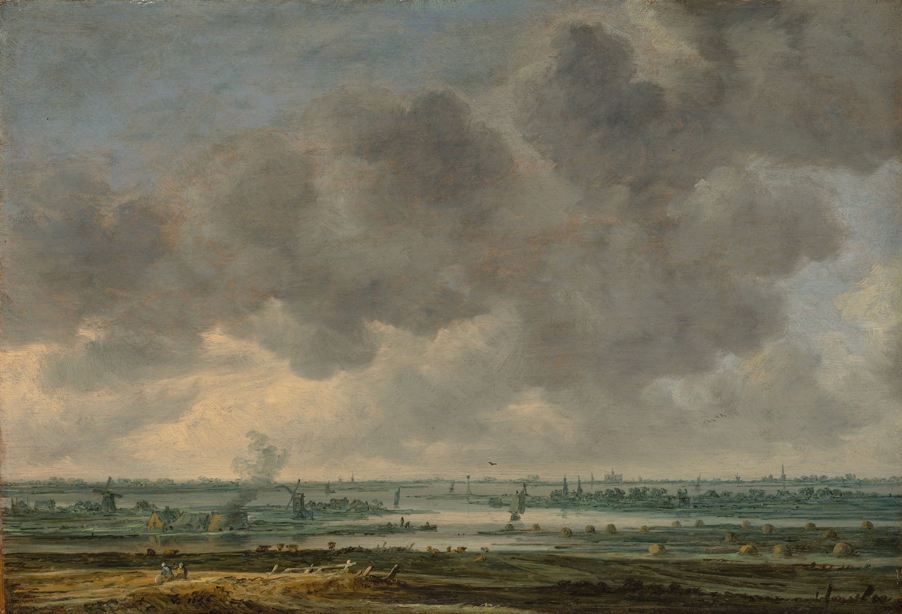 Landscape depicting Haarlem's skyline and Haarlemmer Meer, oil painting by Jan van Goyen