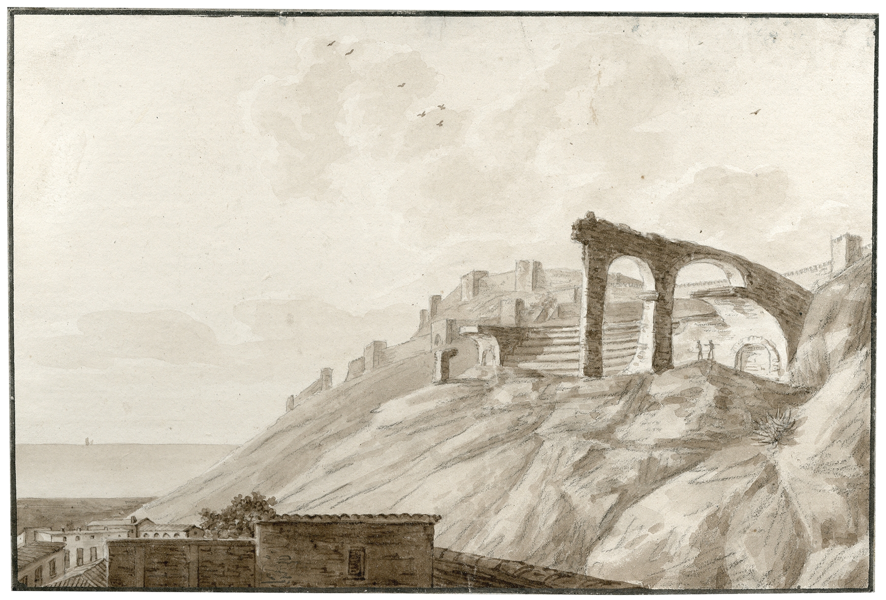 Ruïnes van het amfitheater te Sagonte by Otto Howen, oil painting depicting ancient ruins.
