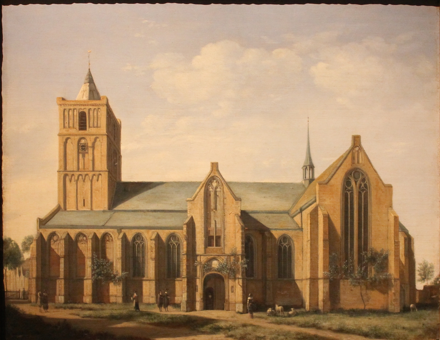 The Church of Noordwijk by Gerrit Adriaensz. Berckheyde, oil painting depicting a church steeple and façade.