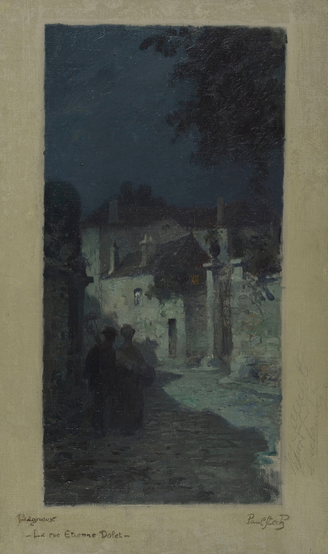 Rue Etienne Dolet, paysage by Paul Steck, oil on canvas depicting a tranquil street scene with trees.