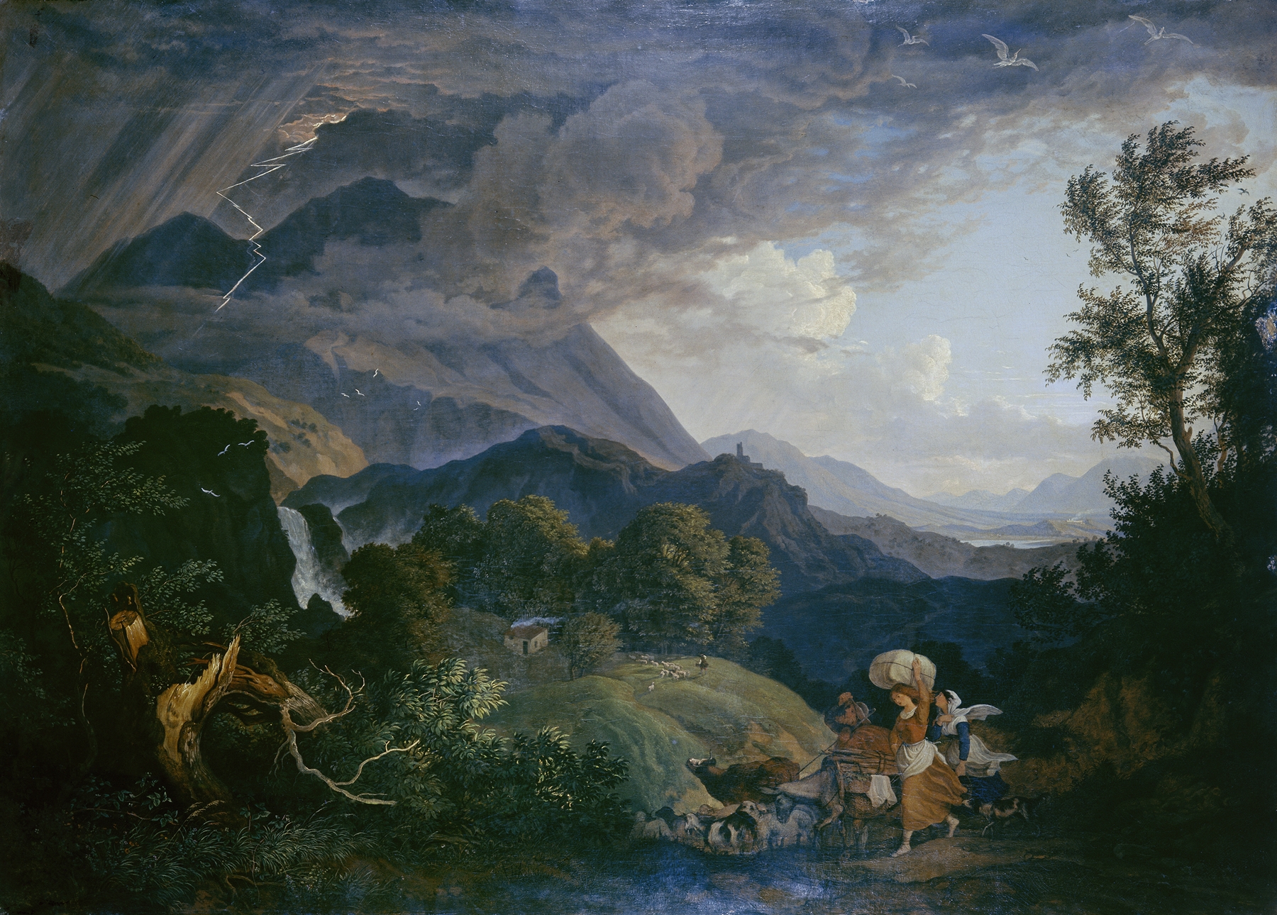 Thunderstrom over Monte Scalambra, oil on canvas by Adrian Ludwig Richter