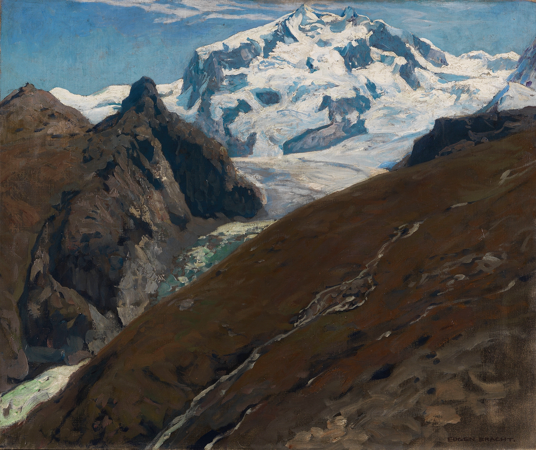 Blick auf den Monte Rosa, Westseite, by Eugen Bracht, public domain