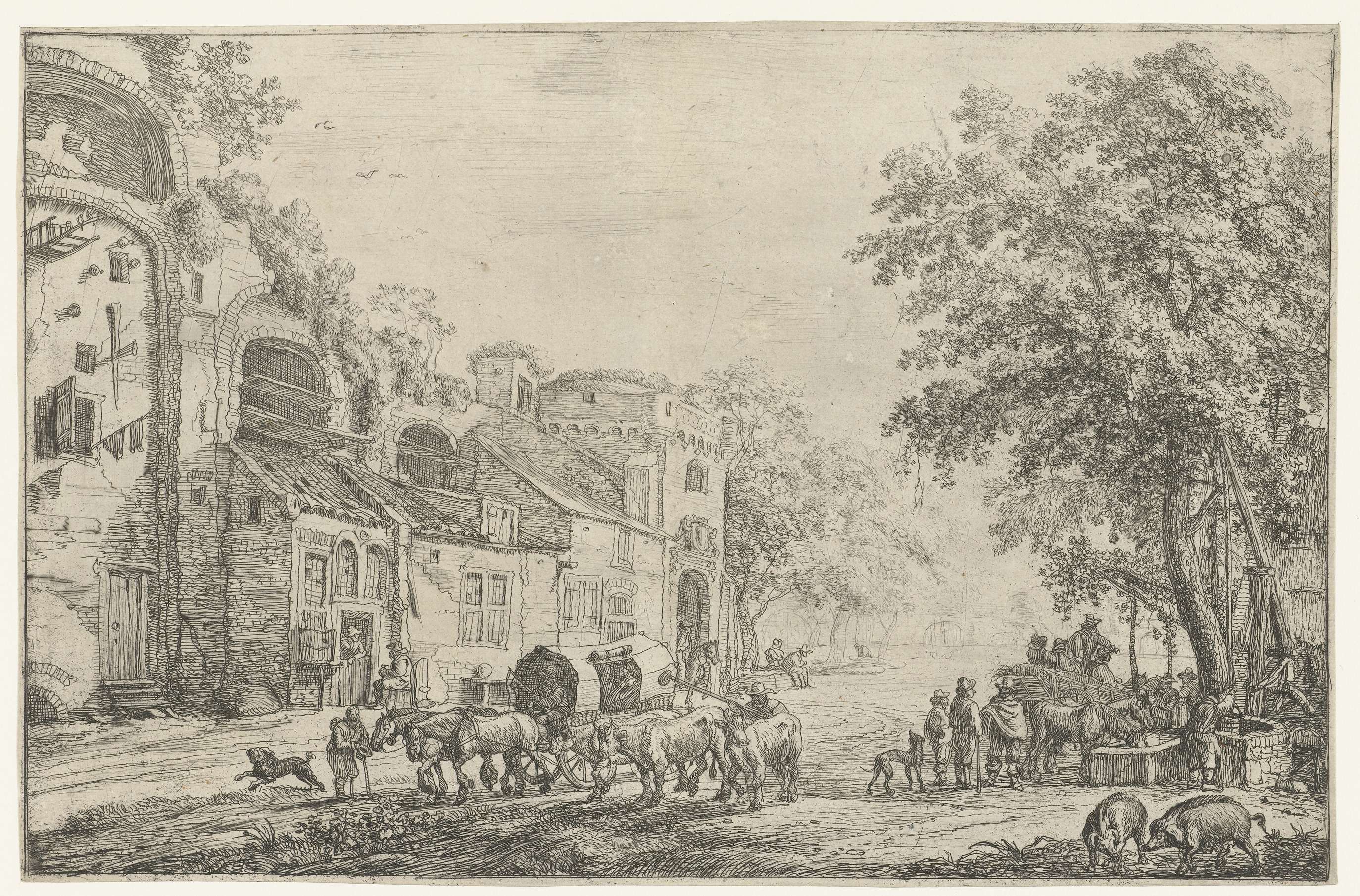 Toegangsweg van een stad, by Simon de Vlieger, public domain