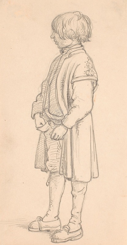 A portrait of a standing Swedish boy by Wilhelm Marstrand.