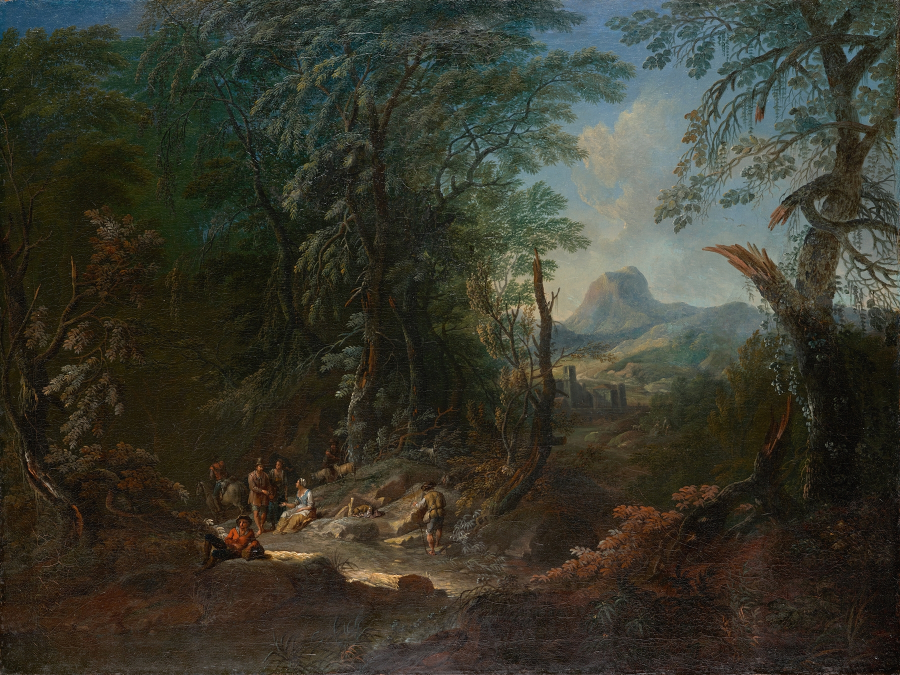 Landscape depicting hills and valleys in morning light by Maximilian Joseph Schinnagl