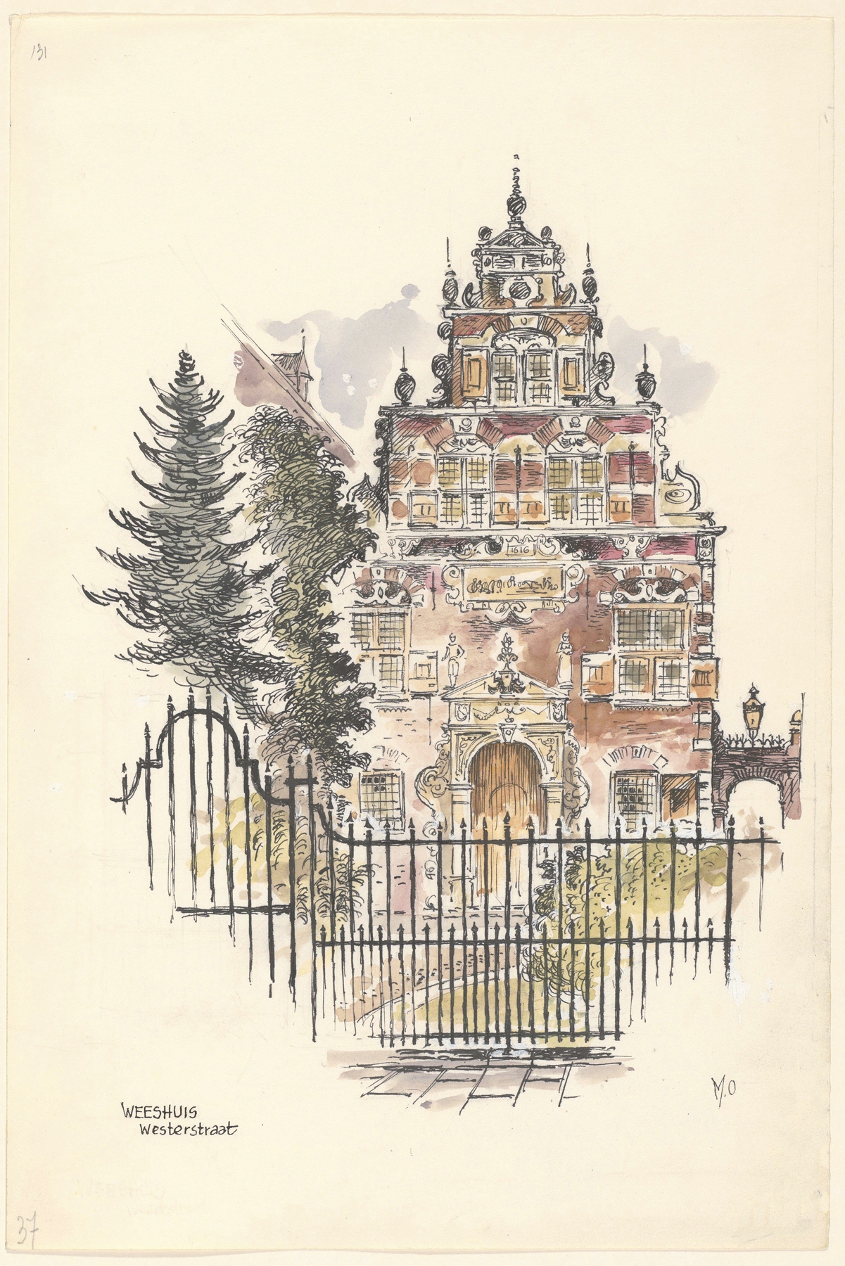 Architecture by Maarten Oortwijn, depicting a building facade with shadows and light.