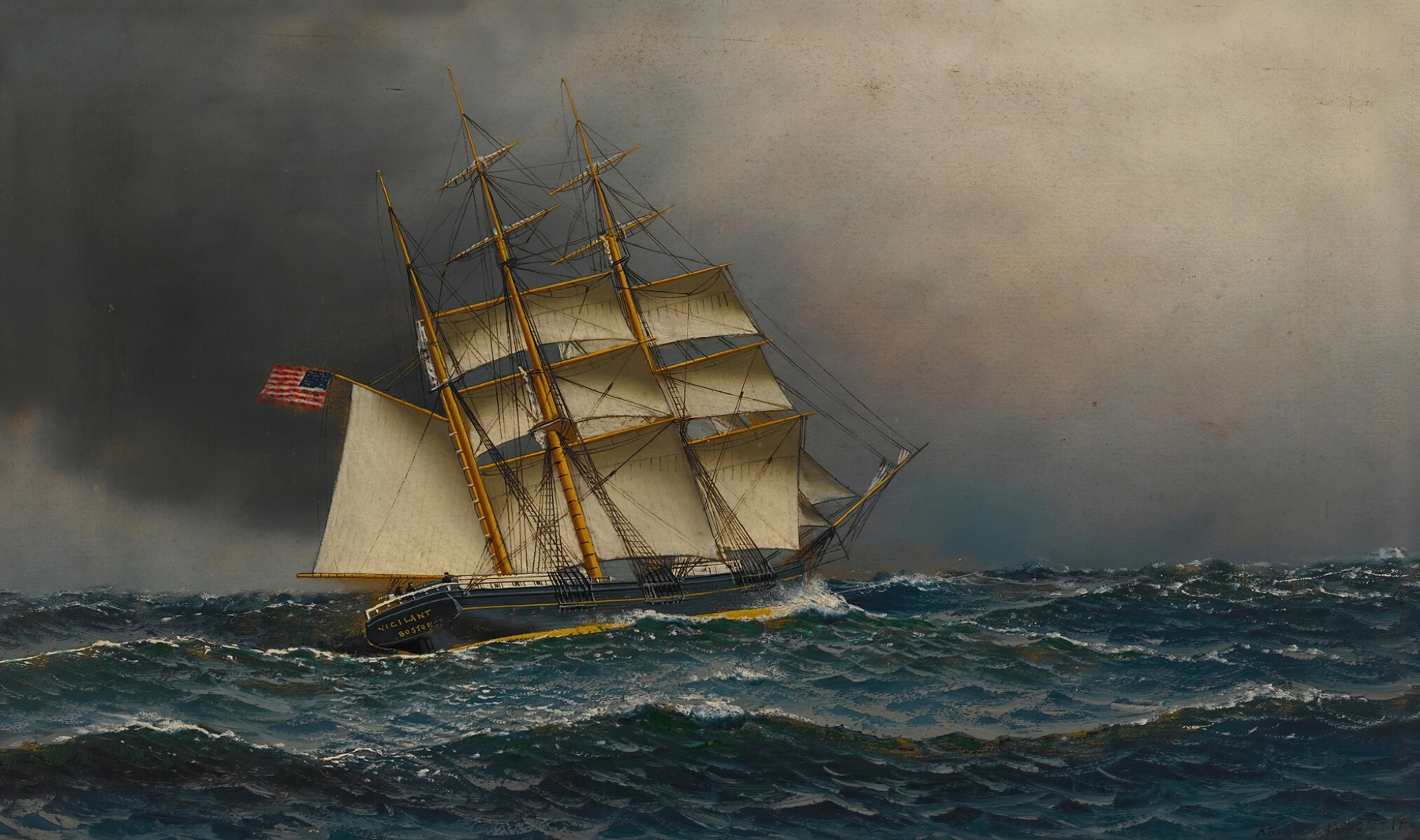 The Barque Vigilant, by Antonio Jacobsen, public domain
