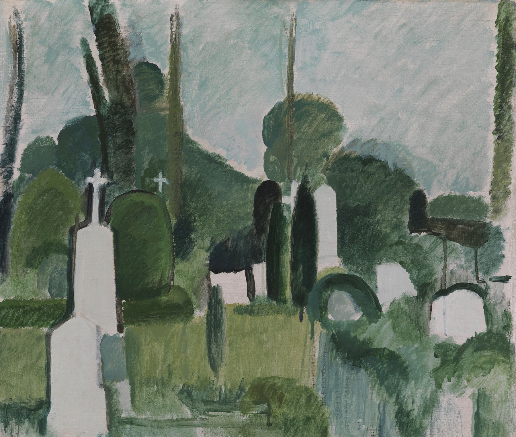 The Churchyard in Svanninge, oil on canvas by Harald Giersing