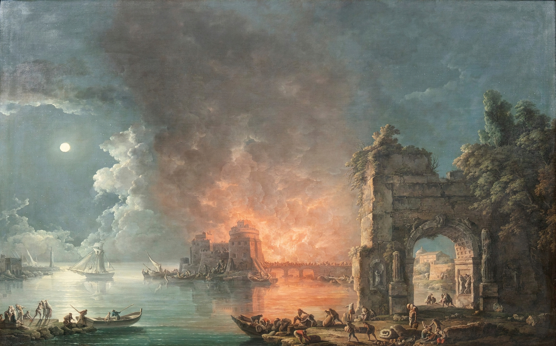 Fire in the Island by Carlo Bonavia, oil painting depicting a vibrant landscape with molten hues.