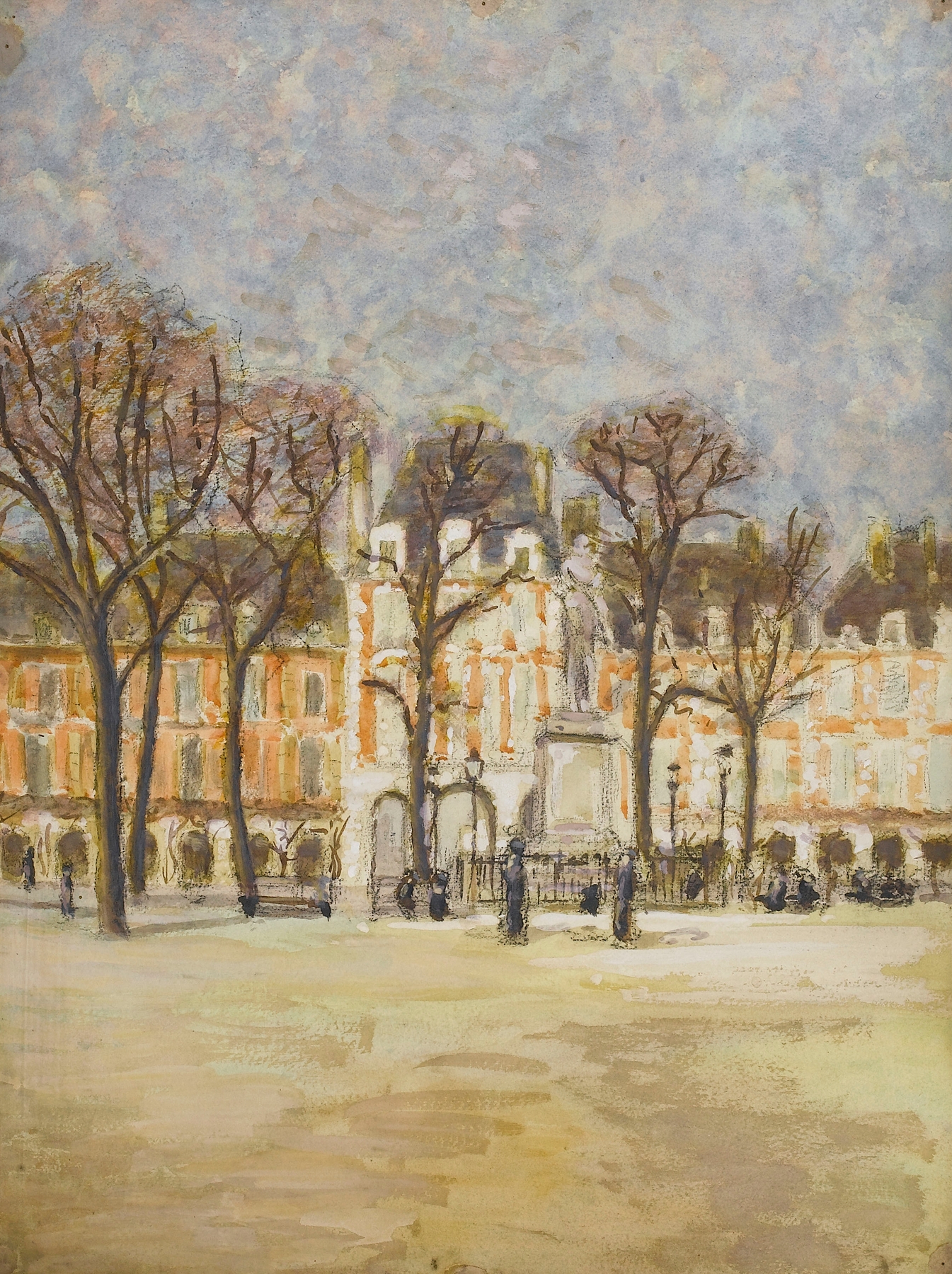 La place des Vosges, oil on canvas by Louis-Gilbert Bellan, depicting a tranquil park scene.