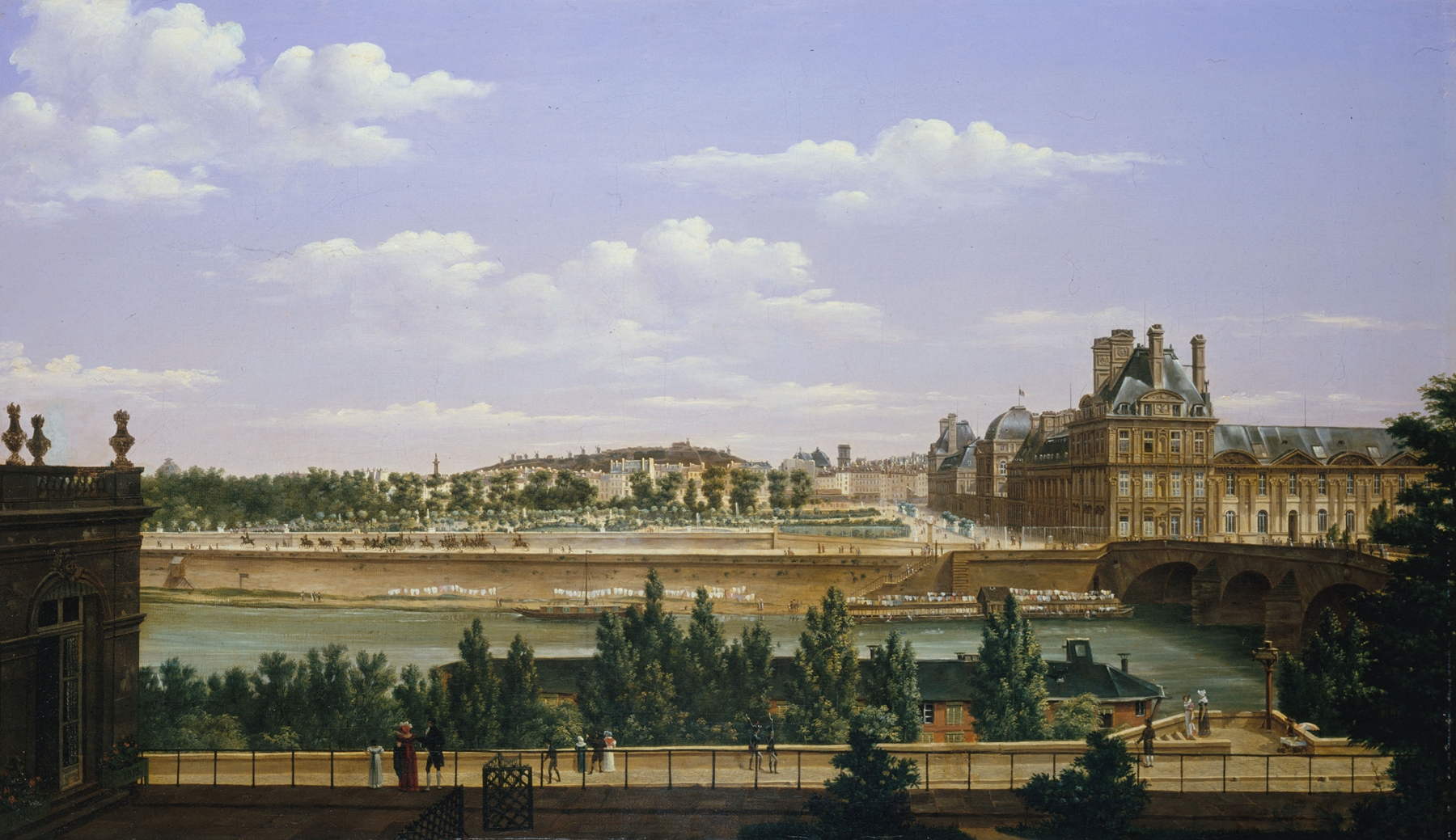 Le Jardin et le palais des Tuileries, vus du quai d’Orsay., by Etienne Bouhot, public domain