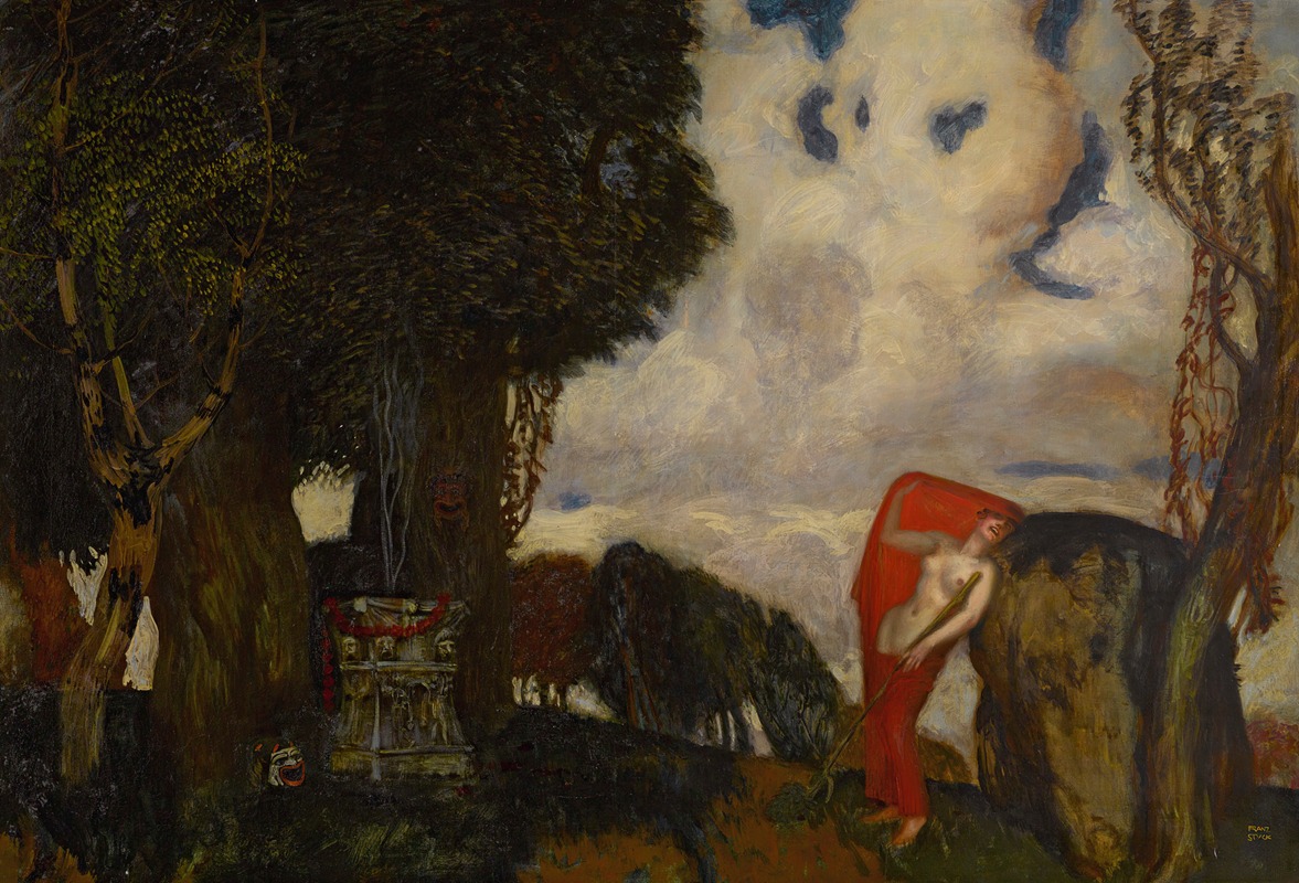 Franz von Stuck's painting 'Iphigenia In Aulis' explores themes of sacrifice and fate.