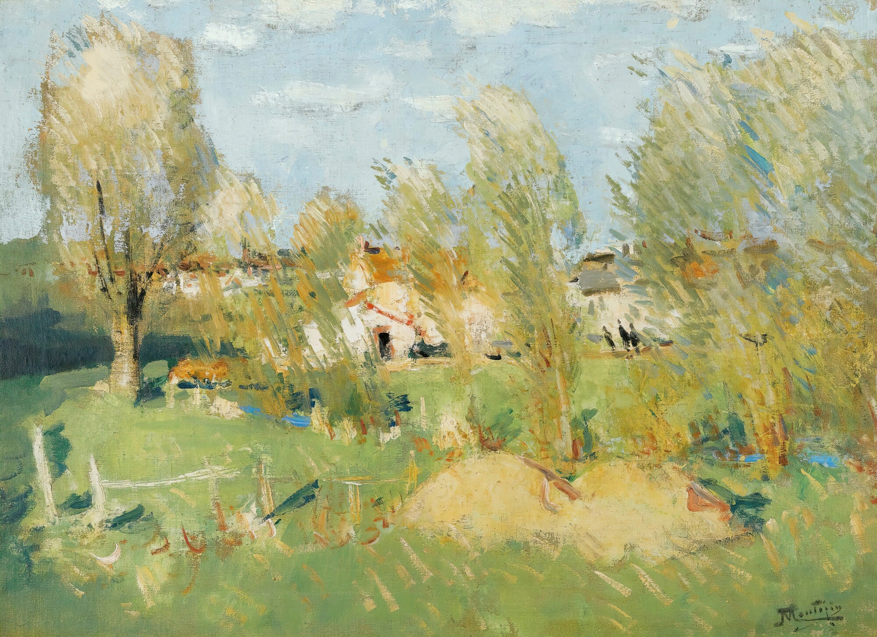 L’entrée Du Village, by Pierre-Eugène Montézin, public domain
