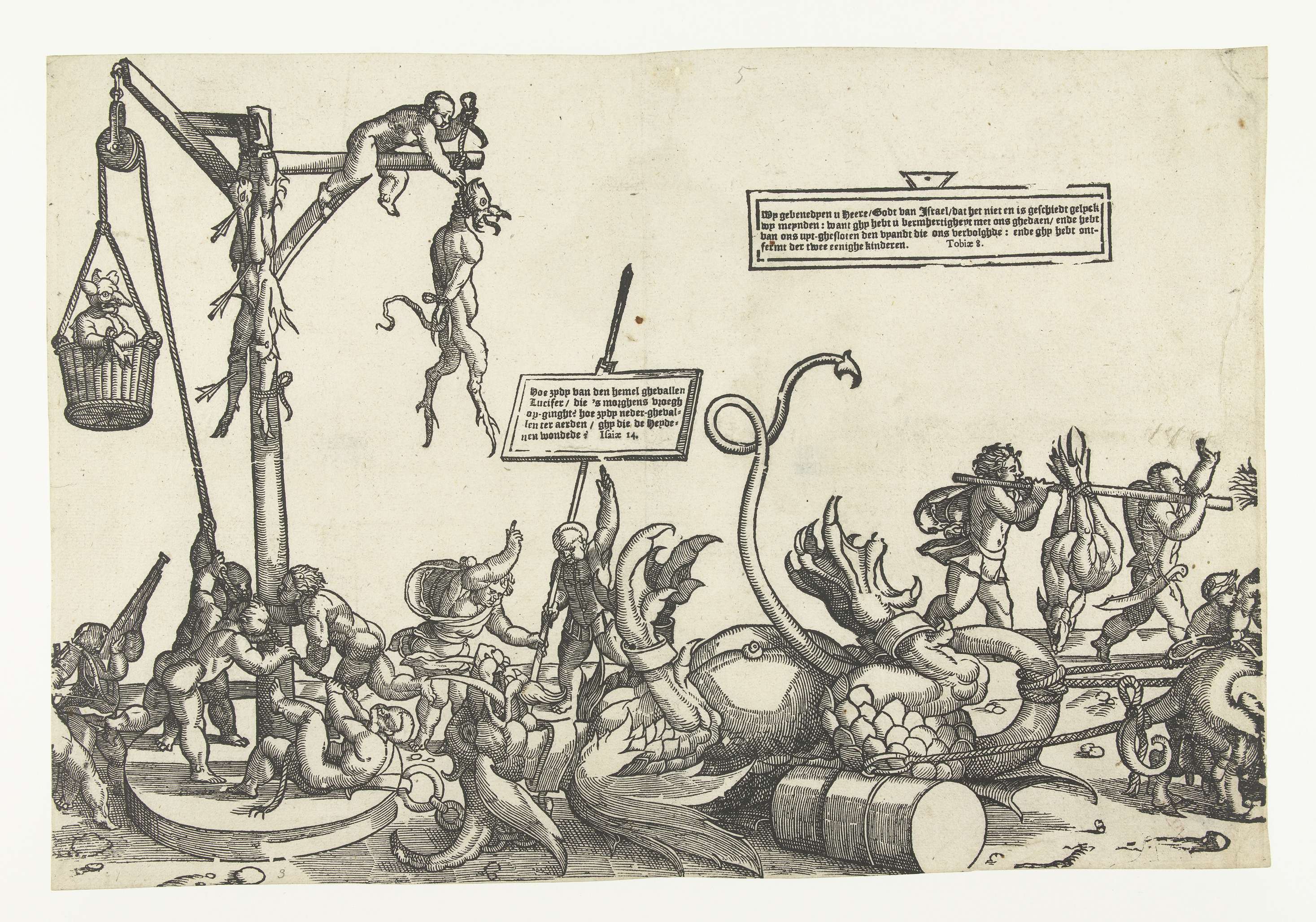 Figurative etching on paper by Monogrammist LIW depicting children in a procession.