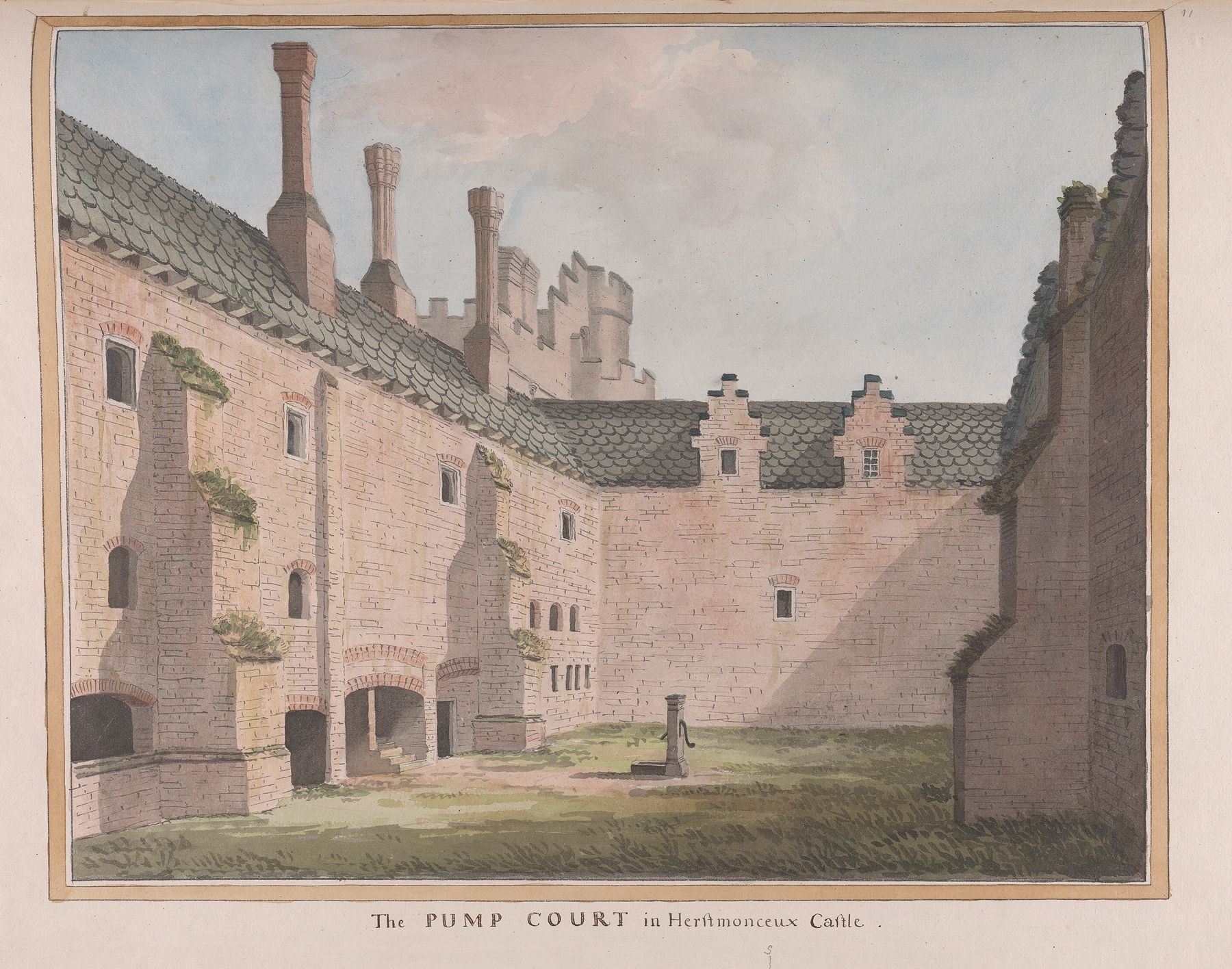 Herstmonceux Castle in oil on canvas by James Lambert