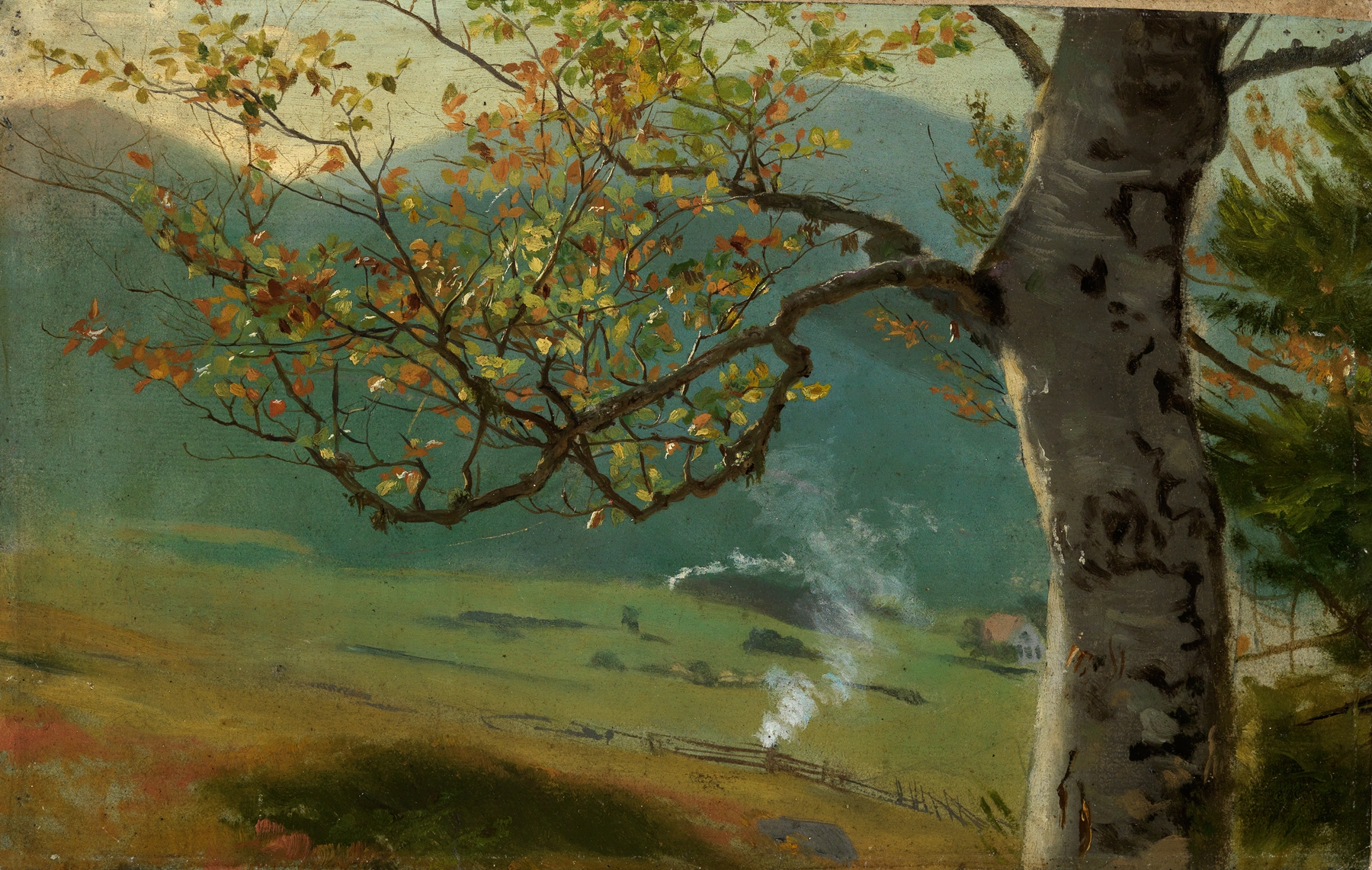 Autumn tree in a valley, oil on canvas by Hans Thoma