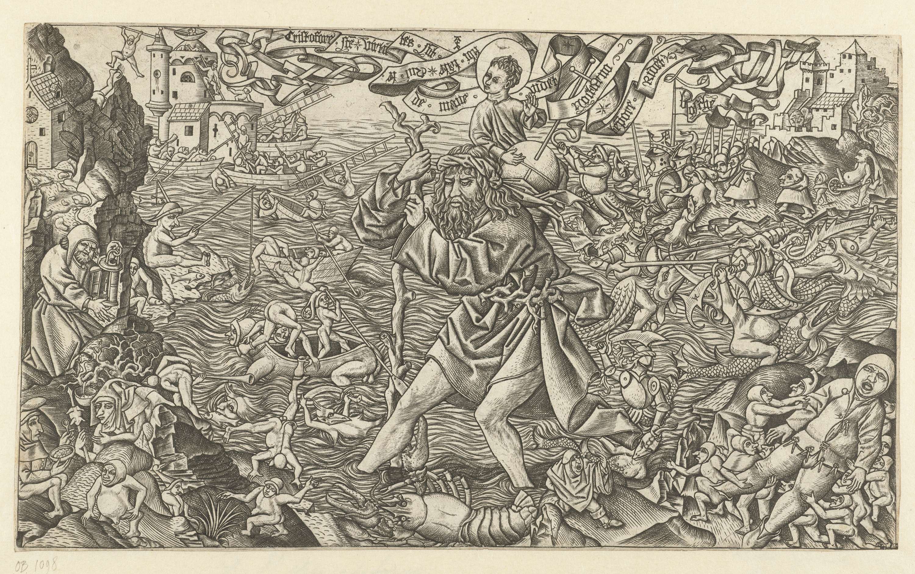 Saint Christopher engraving by Alart du Hameel, showcasing a robust figure.