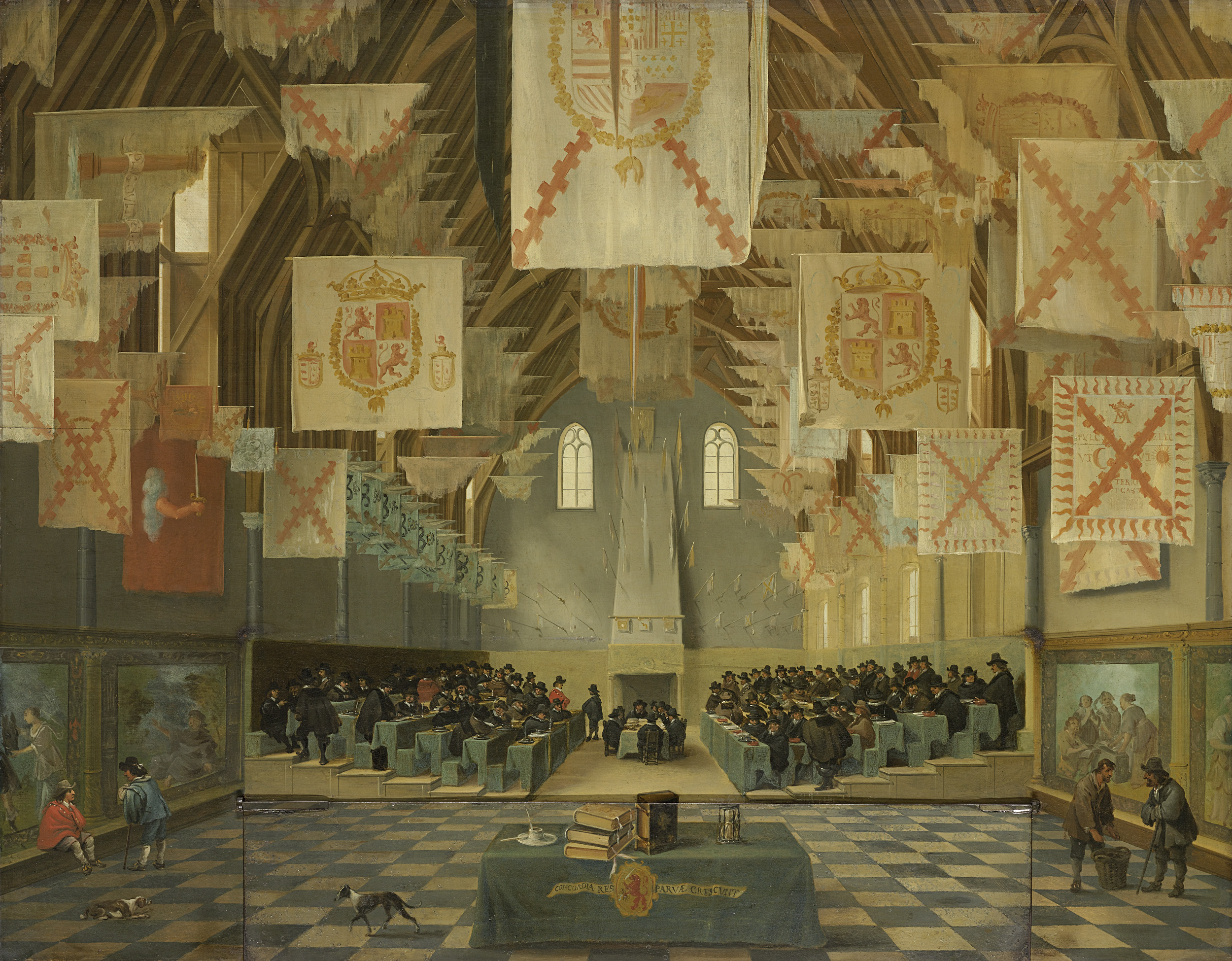 The Great Assembly of 1651, oil on panel by Bartholomeus van Bassen, depicting a historical gathering in a hall.
