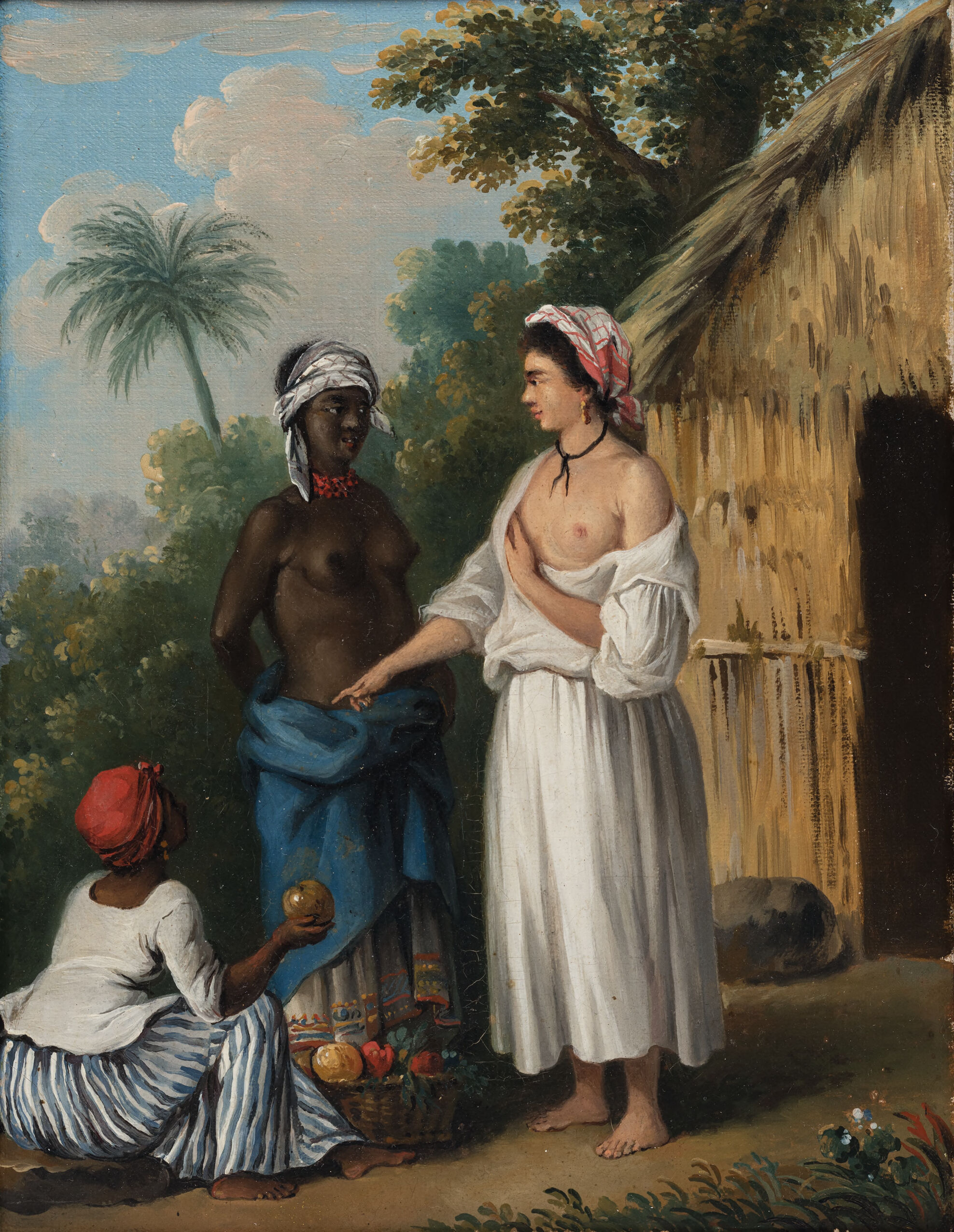 Purchasing Fruit [A French Mulatress Purchasing Fruit from a Negro Wench], by Agostino Brunias, public domain