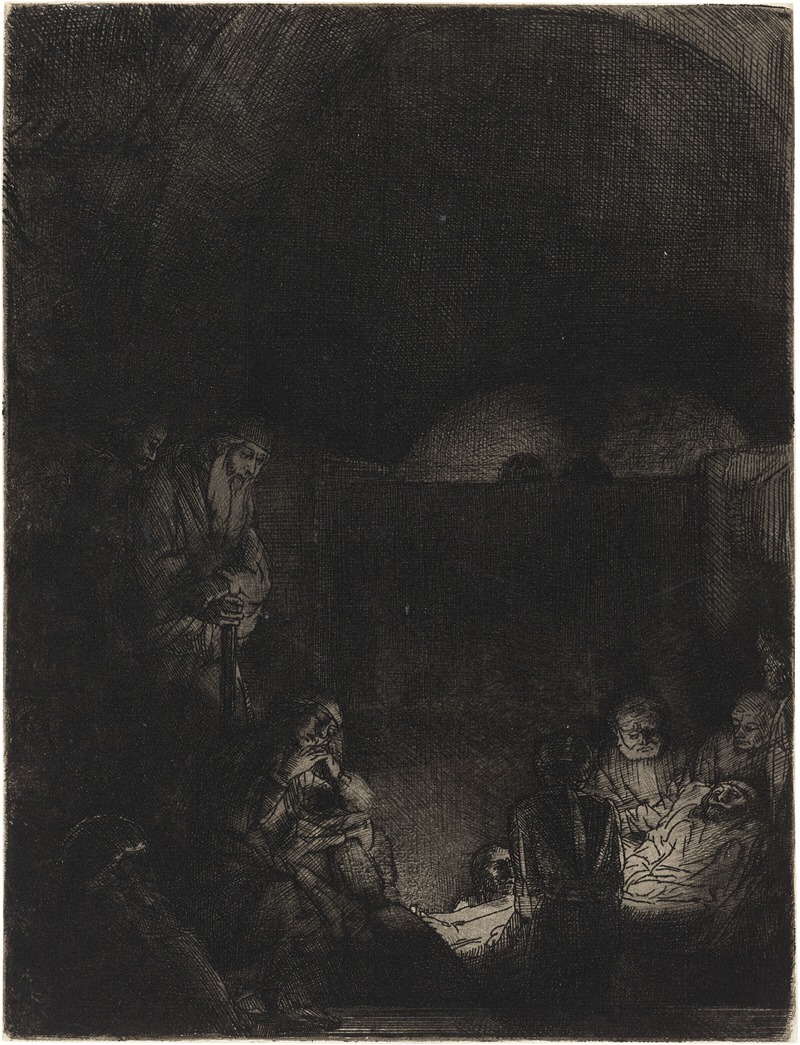 Rembrandt's 'The Entombment' depicts the burial of Christ with dramatic lighting and emotional intensity.