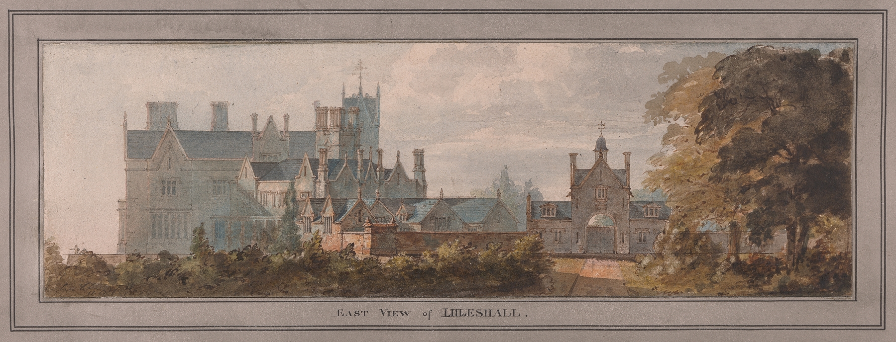 Lilleshall, Shropshire; East View by Sir Jeffry Wyatville, oil on canvas depicting architecture and nature.