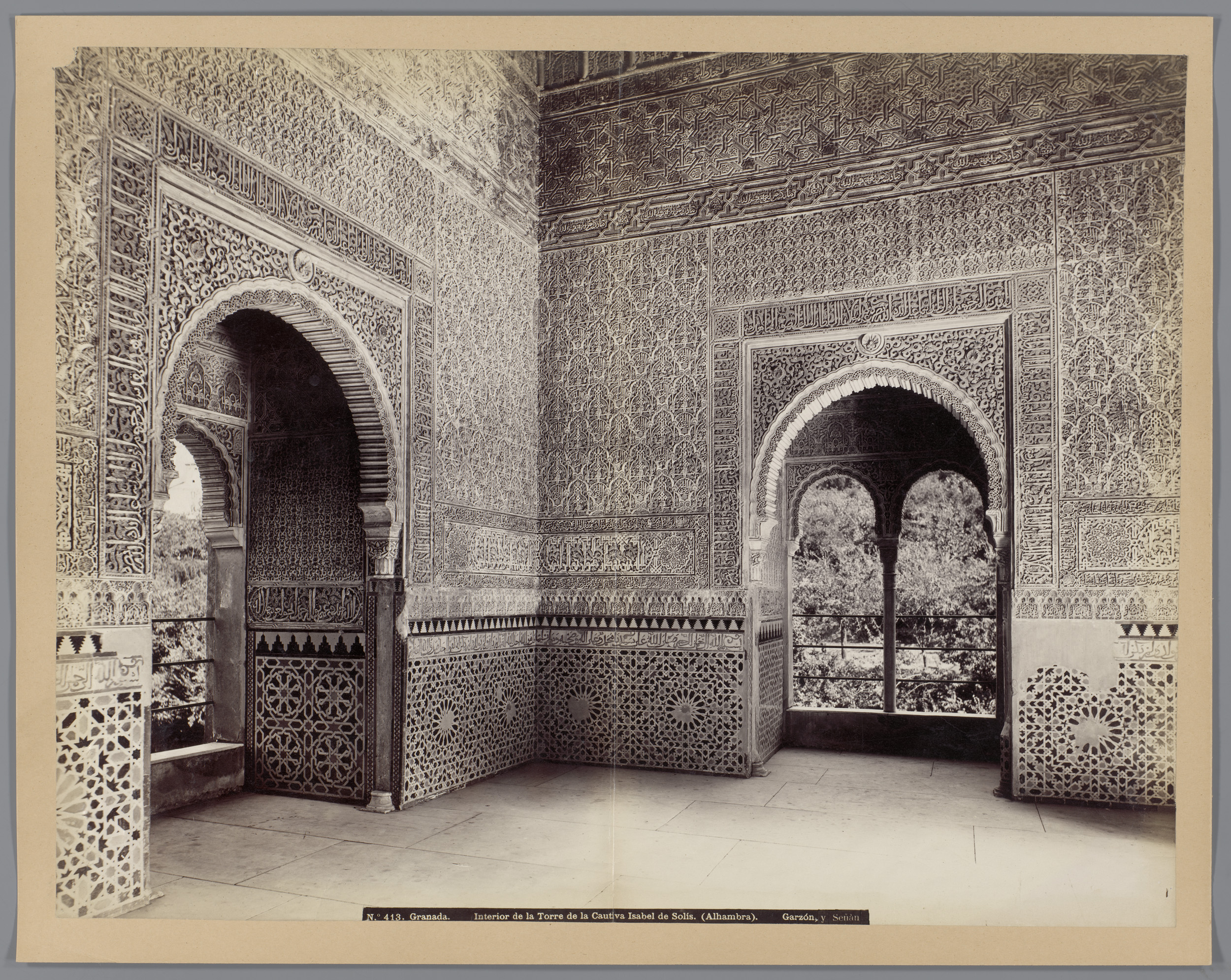Interior view of Alhambra, albumen print by Rafael Garzón
