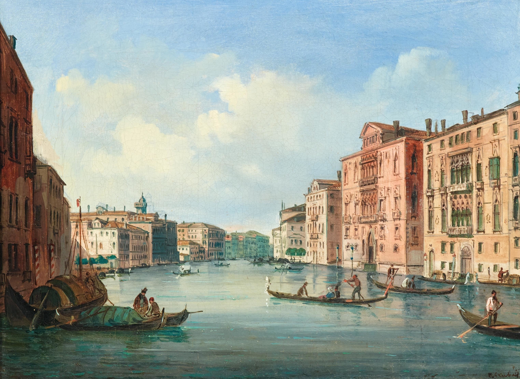 Venice, a view of the Grand Canal with Palazzo Cavalli-Franchetti and Palazzo Barbaro, by Carlo Grubacs, public domain
