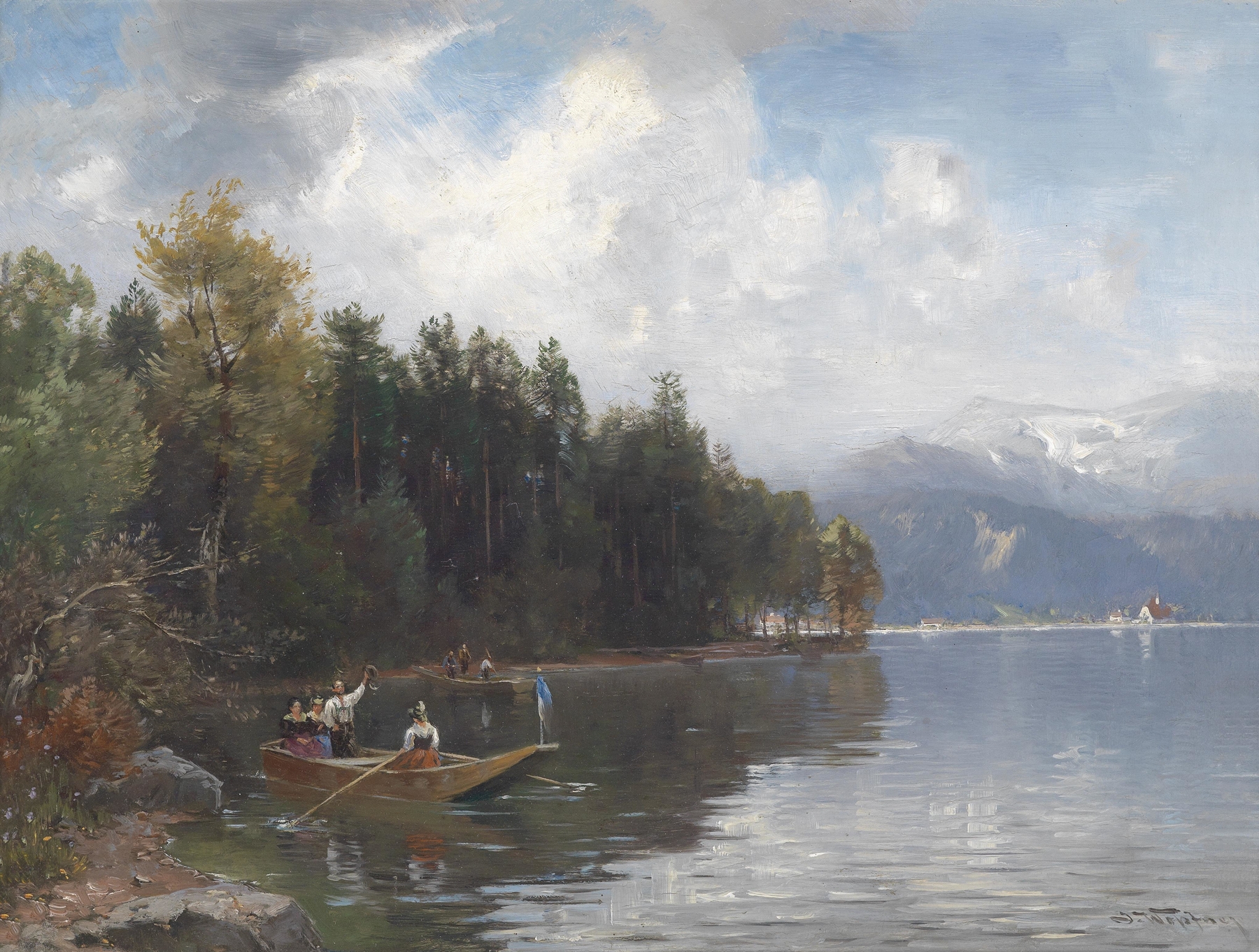 Partie am Walchensee, by Joseph Wopfner, public domain