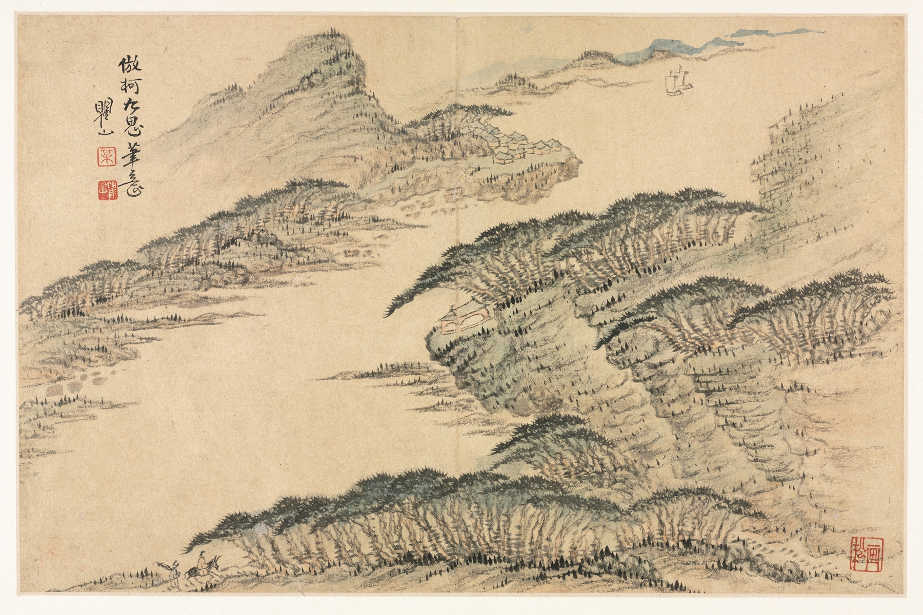 Landscapes in Various Styles after Old Masters 7, by Mei Qing, public domain
