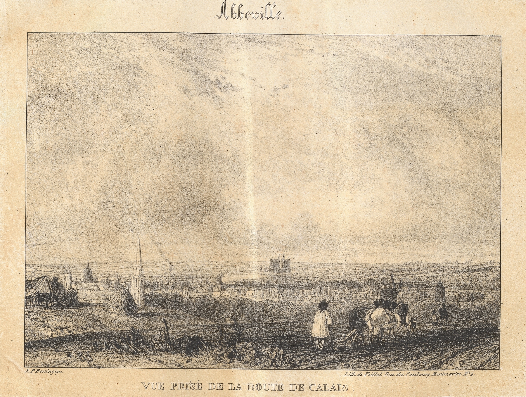 Abbeville – Vue Pris, de la route de Calais, by Richard Parkes Bonington, public domain