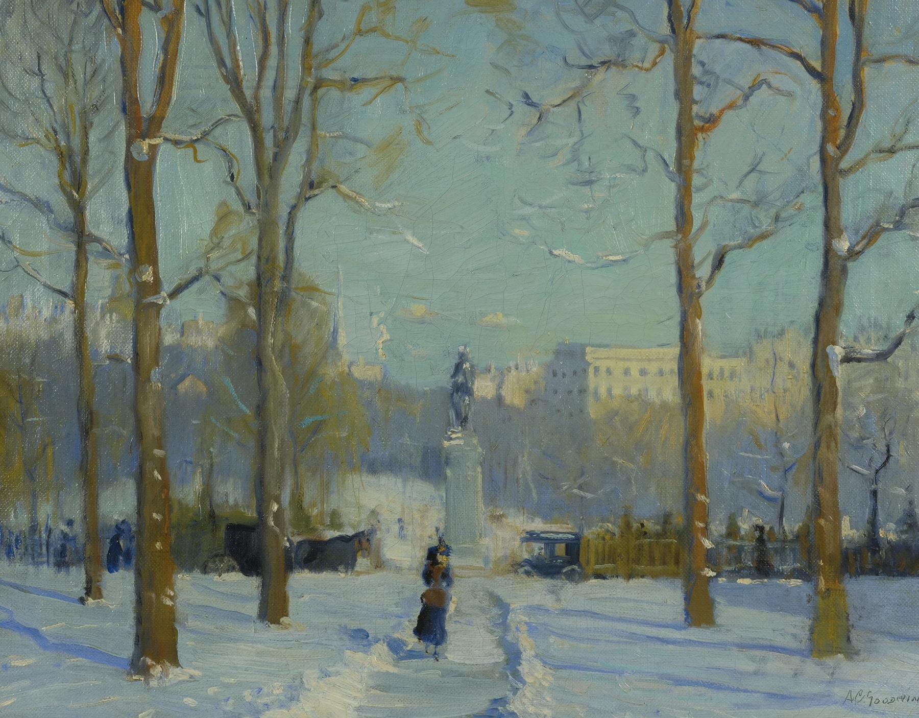 Genre scene depicting urban life by Arthur Clifton Goodwin, oil painting