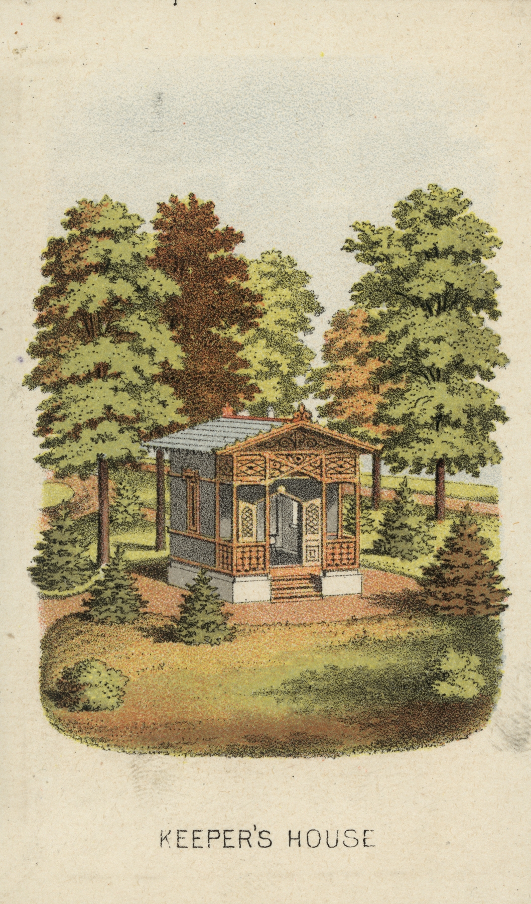 Interior scene with wooden beams and rustic furniture by John C. Sinclair, 1870
