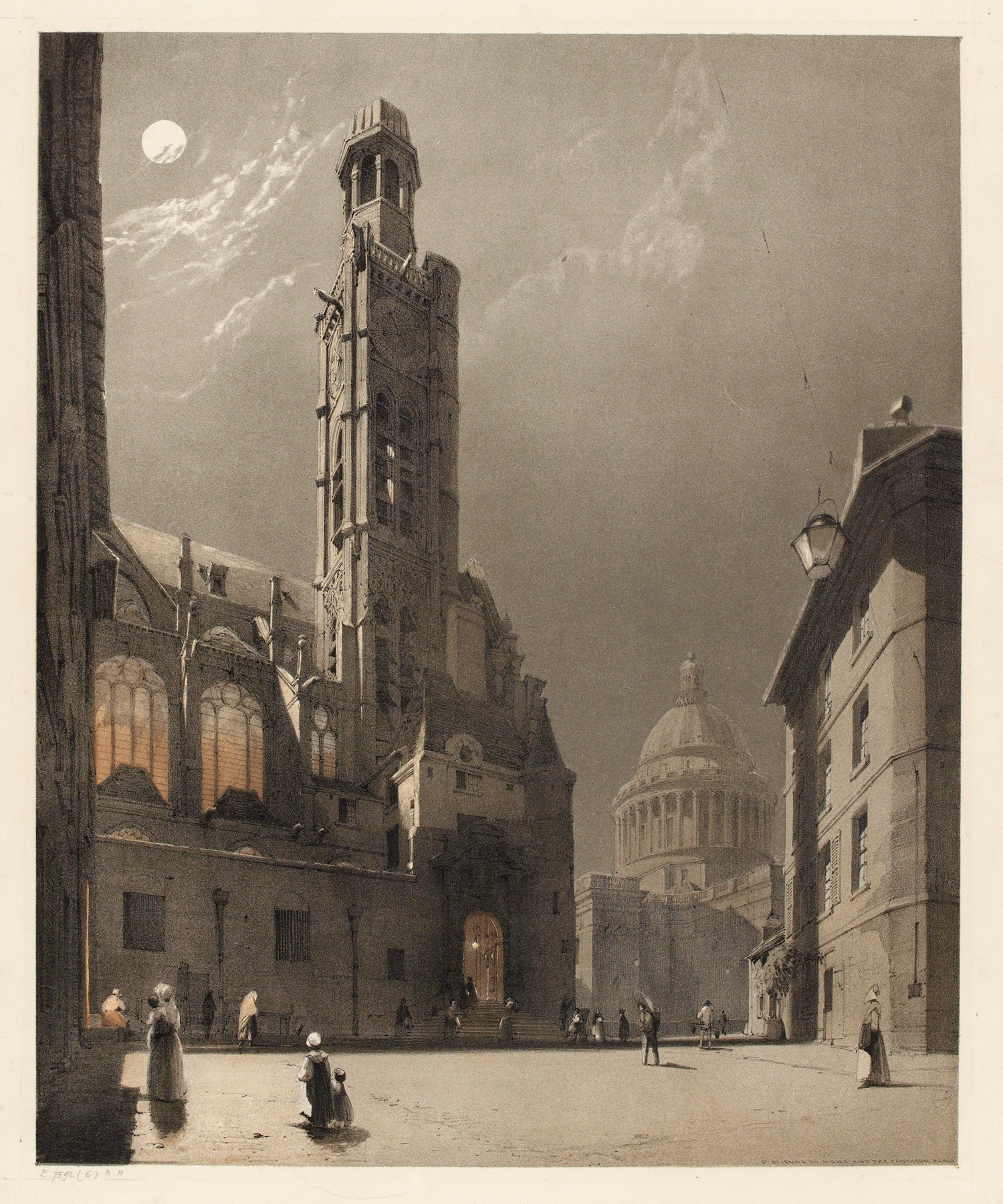 St Etienne du Mont and the Panthéon, Paris, by Thomas Shotter Boys, public domain
