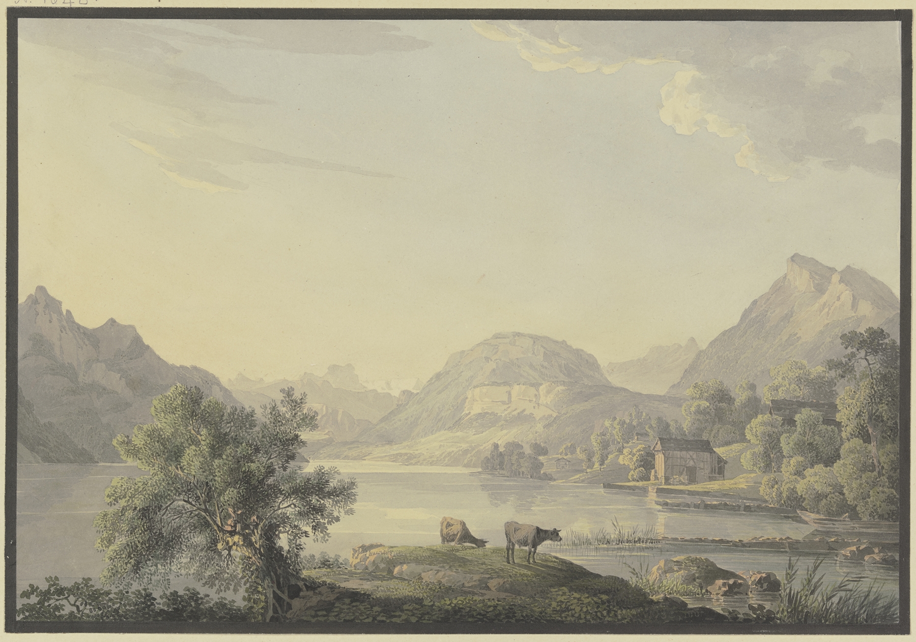 Landscape with cows under a willow tree by Carl Philipp Schallhas