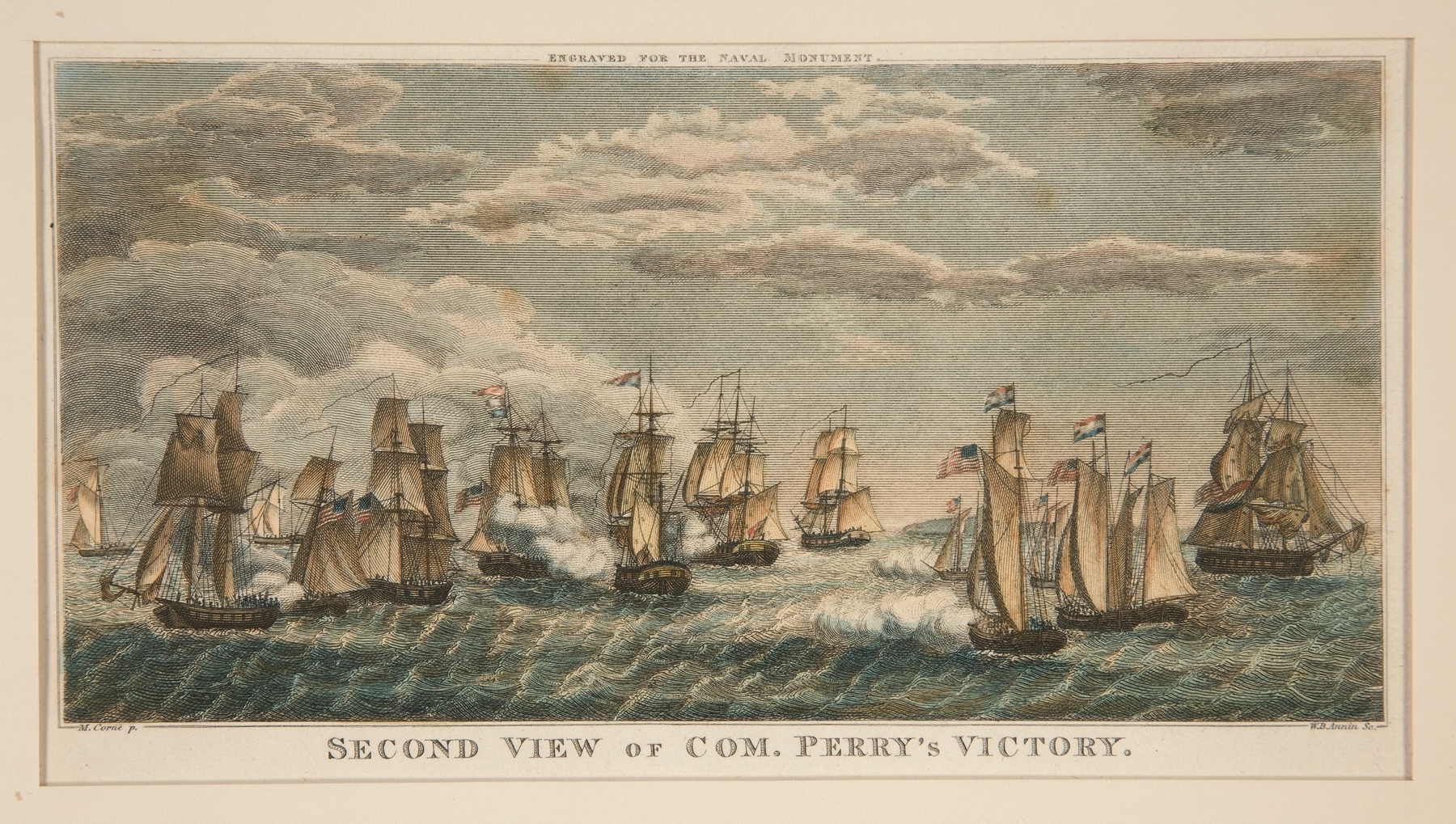 Oil on canvas by W. B. Annin depicting ships on the ocean
