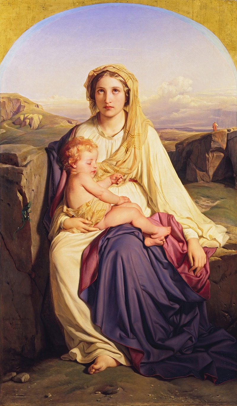 A painting depicting the Virgin Mary holding the Christ Child.