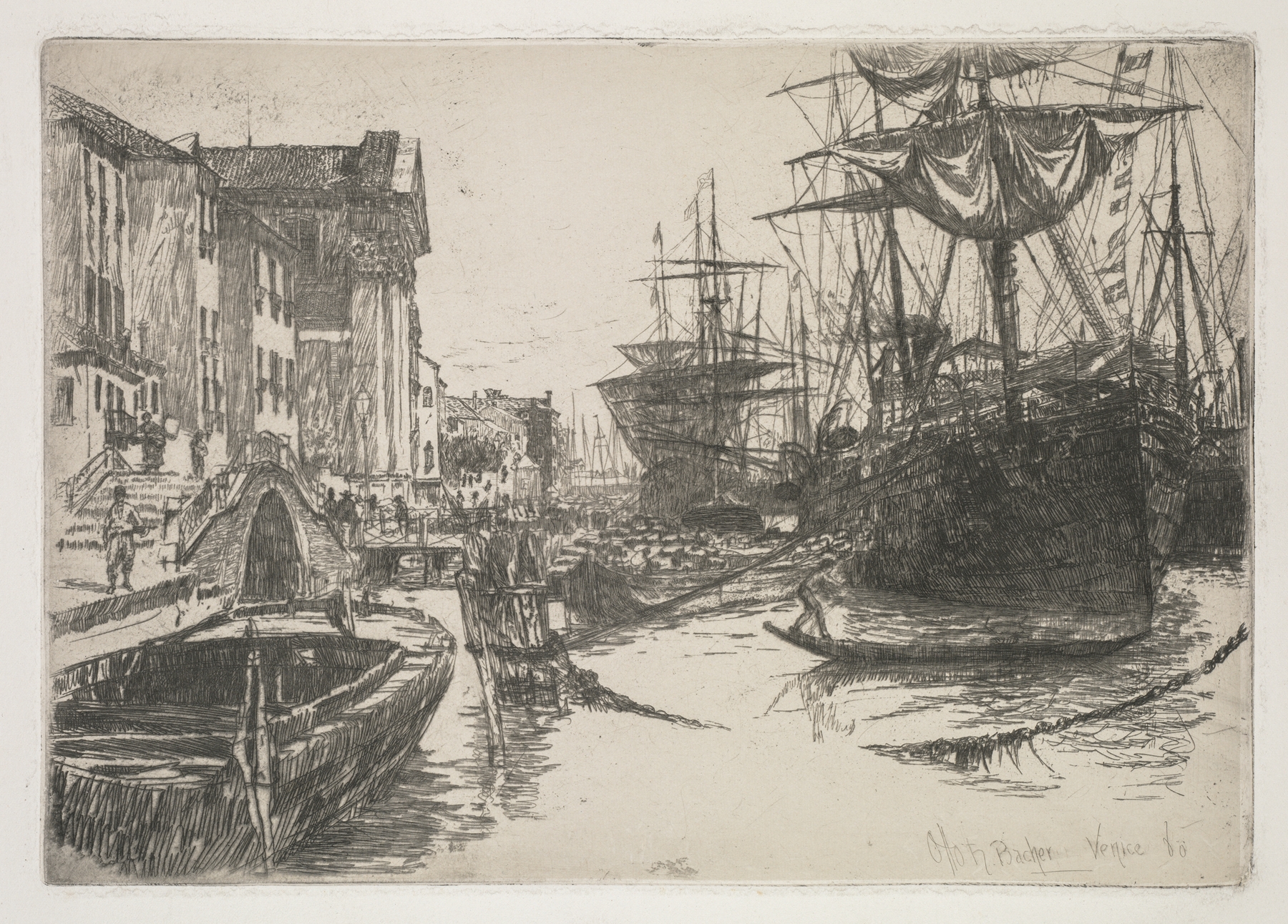Fondamenta della Zattere by Otto Henry Bacher, watercolor on paper depicting a Venetian landscape.
