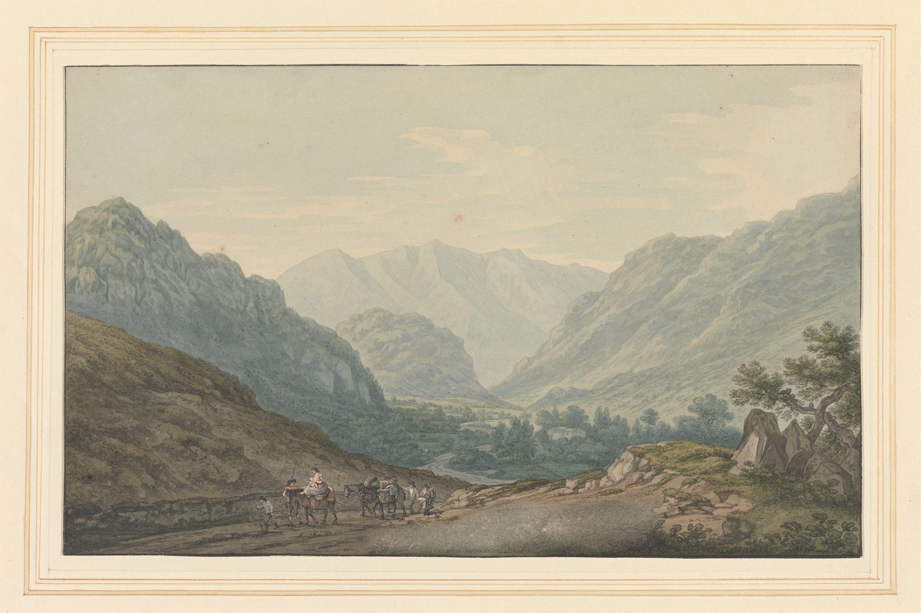 Landscape with hills and mist, by Joseph Farington, medium unknown.