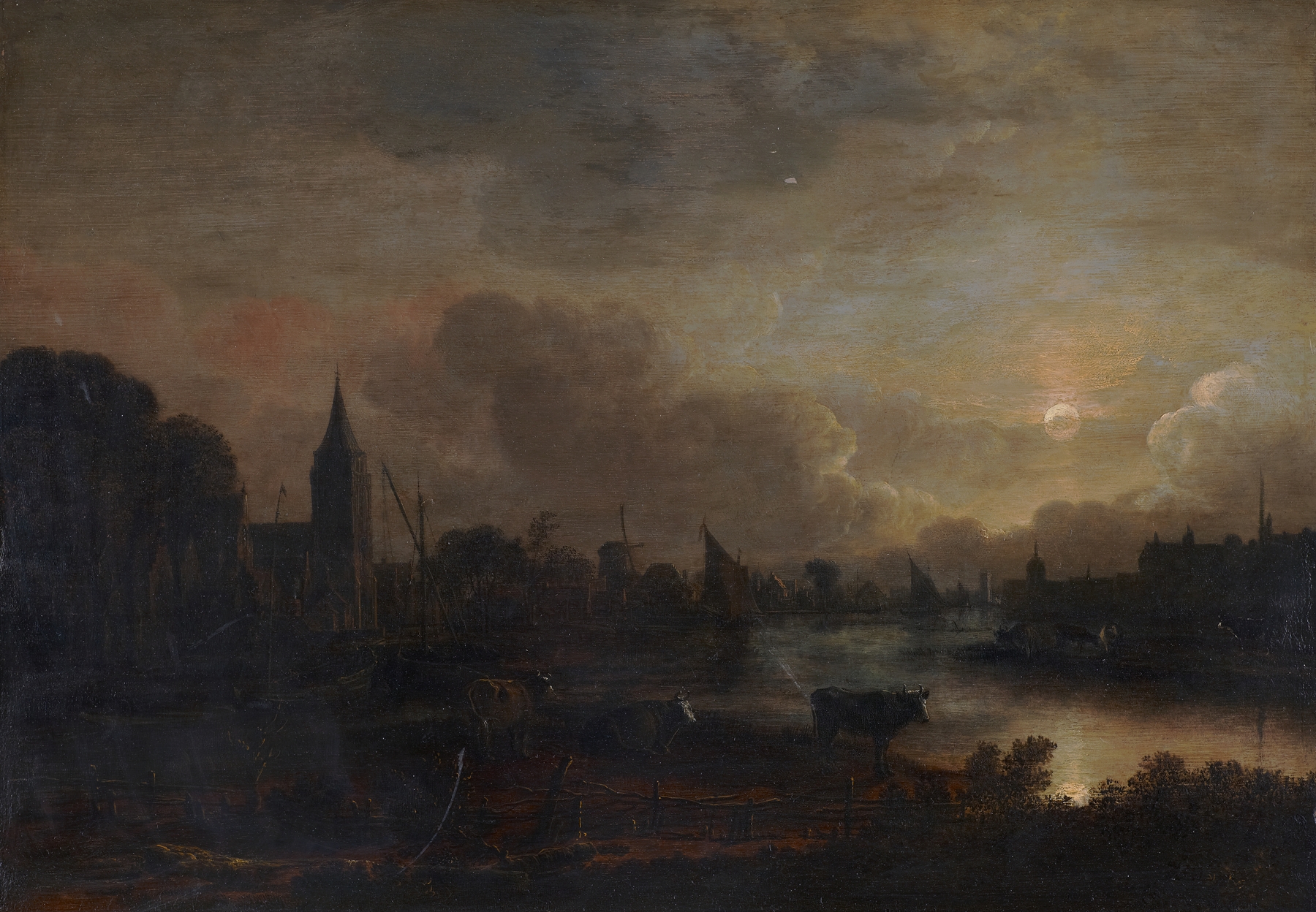Moonlight Landscape, by Aert van der Neer, public domain