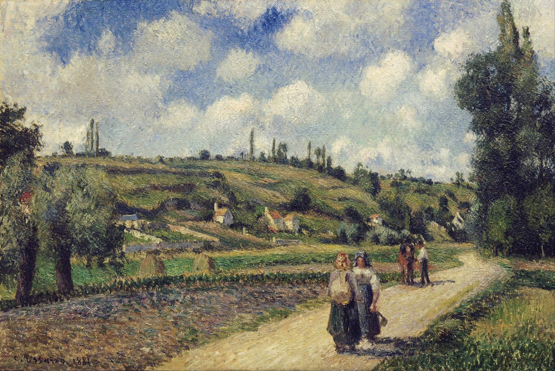 Landscape near Pontoise, the Auvers Road, by Camille Pissarro, public domain