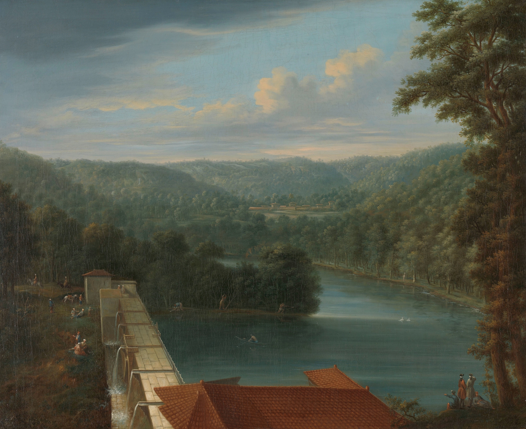 Rococo landscape depicting water reservoirs in Belgrade Forest by Johann Christian Vollerdt