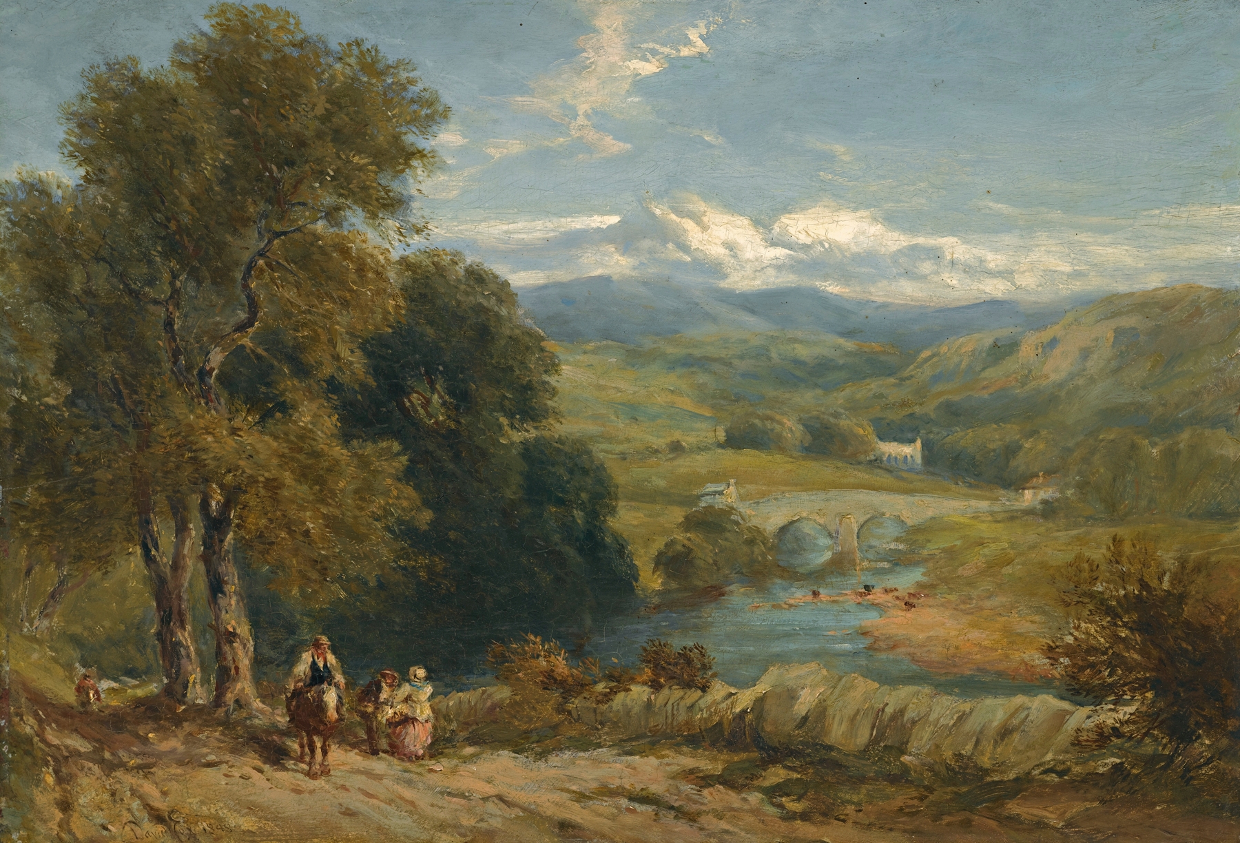 Landscape With A Distant View Of Bolton Abbey, Yorkshire, And The River Wharfe, by David Cox, public domain