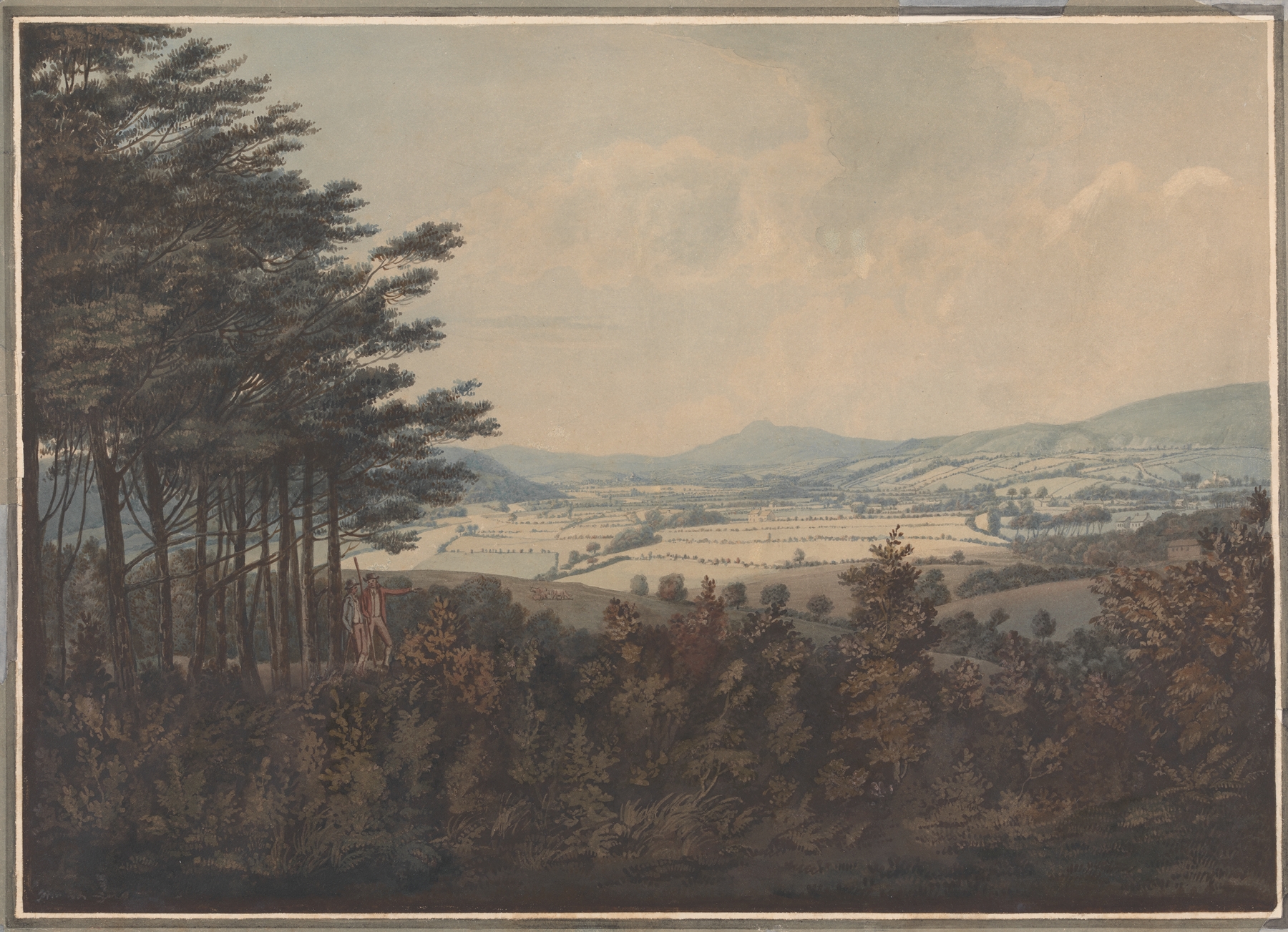 Landscape with Vale and Mountains by William Green, oil painting depicting a lush vale and majestic mountains.