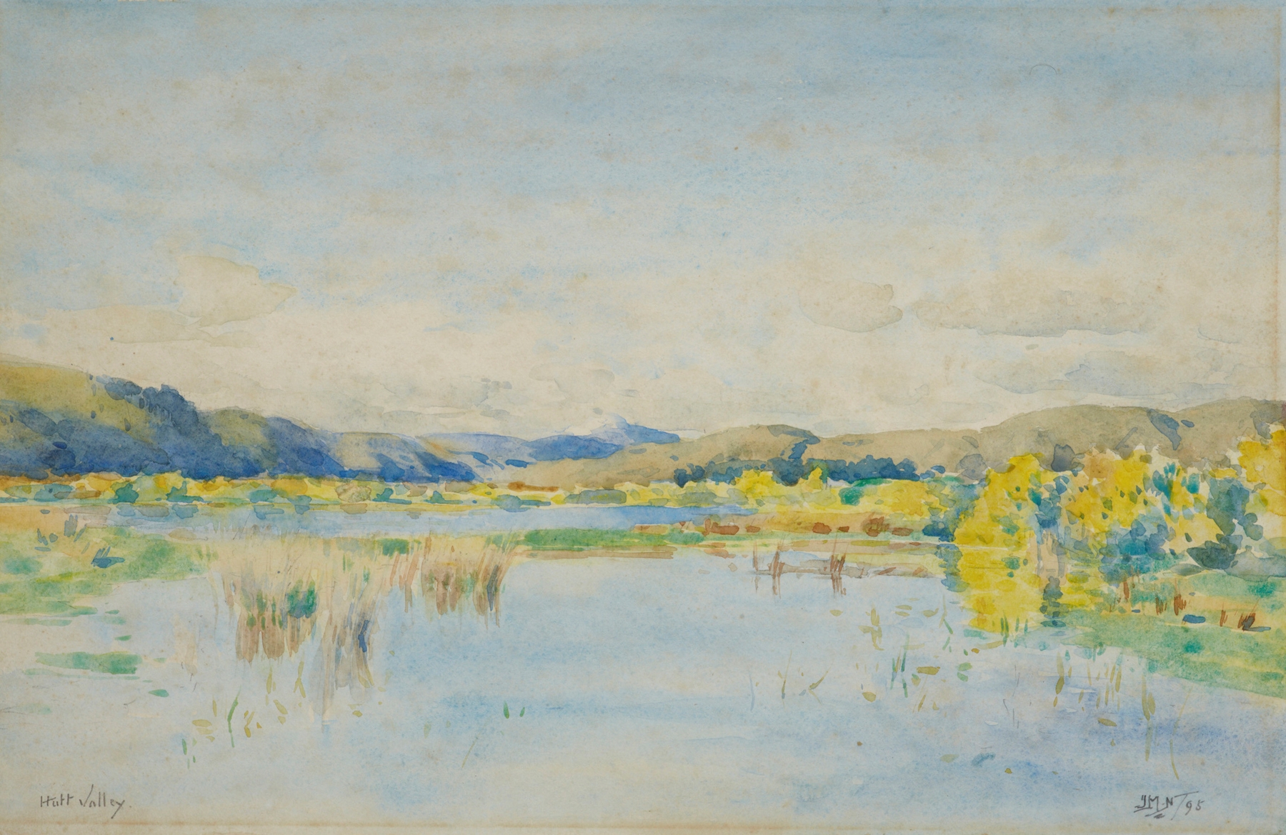 Hutt Valley by James Nair, oil on canvas depicting rolling hills and lush greenery.