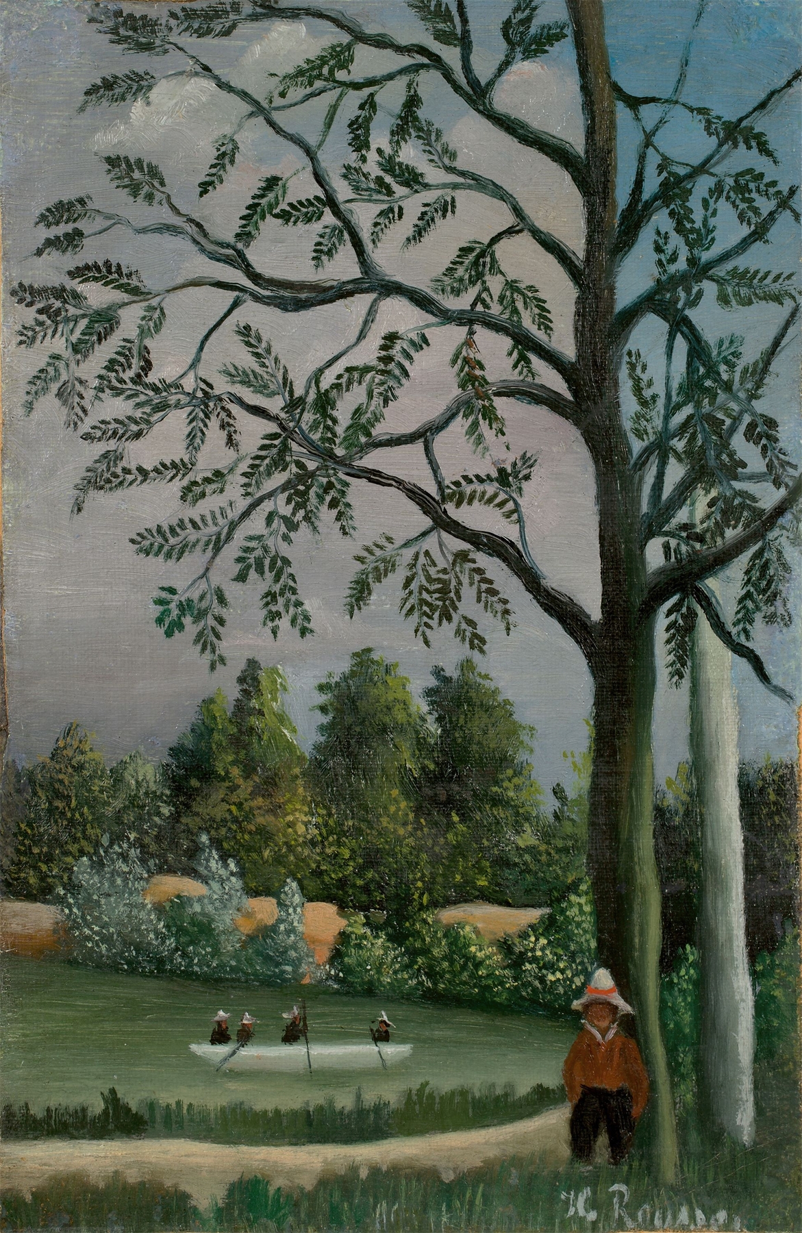 Landscape with fishermen by Henri Rousseau, oil painting