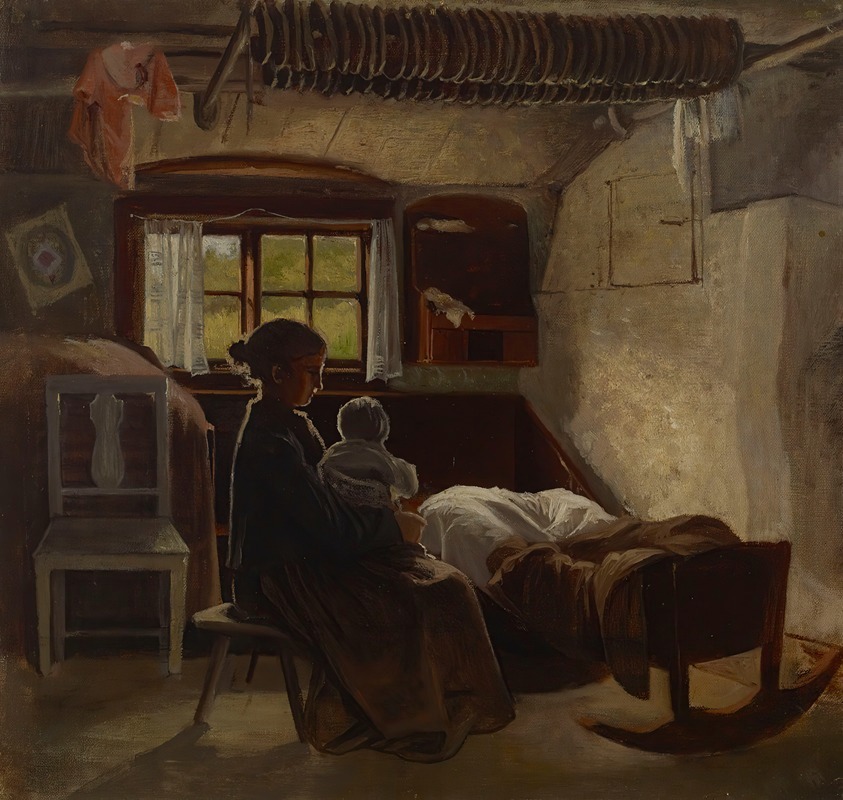 A detailed view of a Uusimaa living room by Albert Edelfelt.