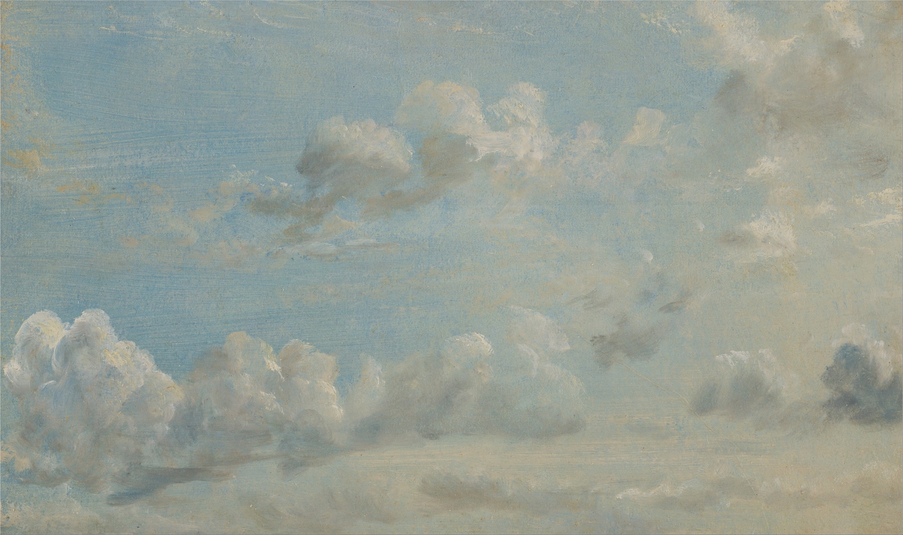 Cloud Study by John Constable, oil painting depicting dynamic clouds in a serene sky